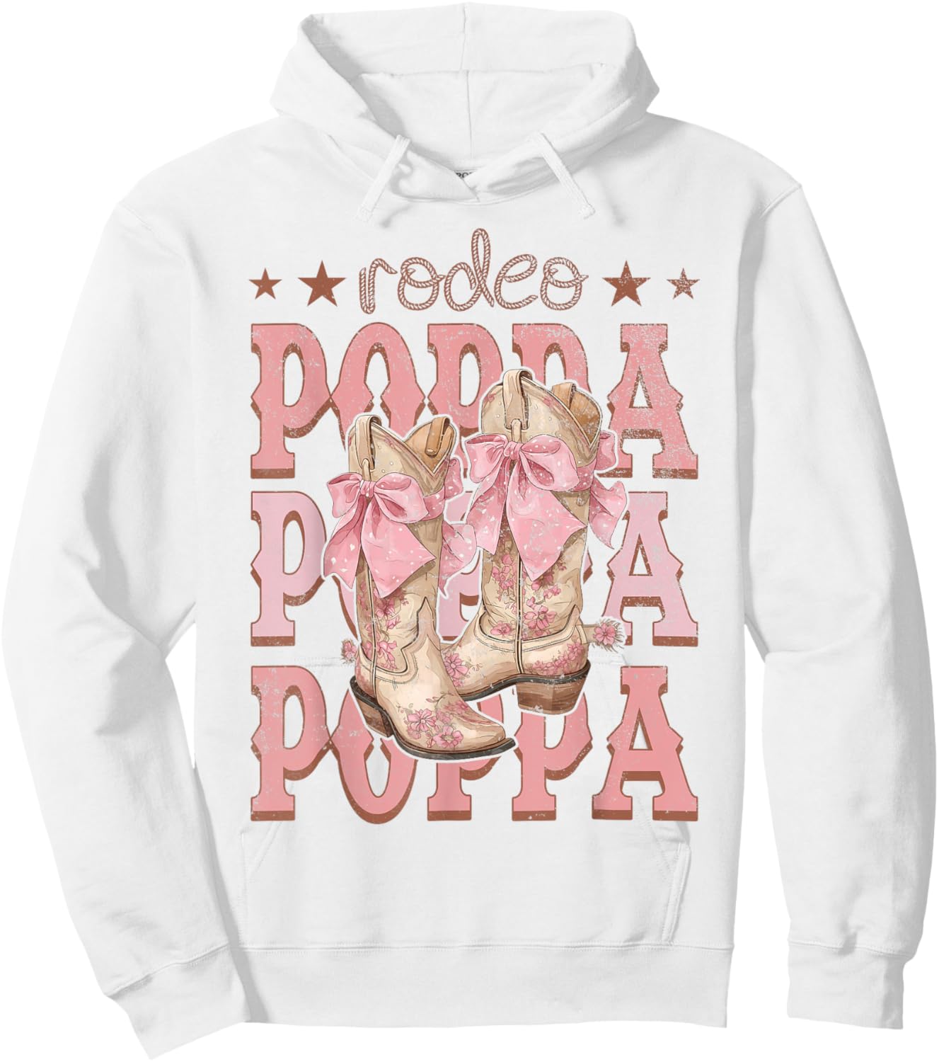 Rodeo Poppa Pink Boots Coquette Cow-Girl Birthday Party Hoodie - Hoodie | White