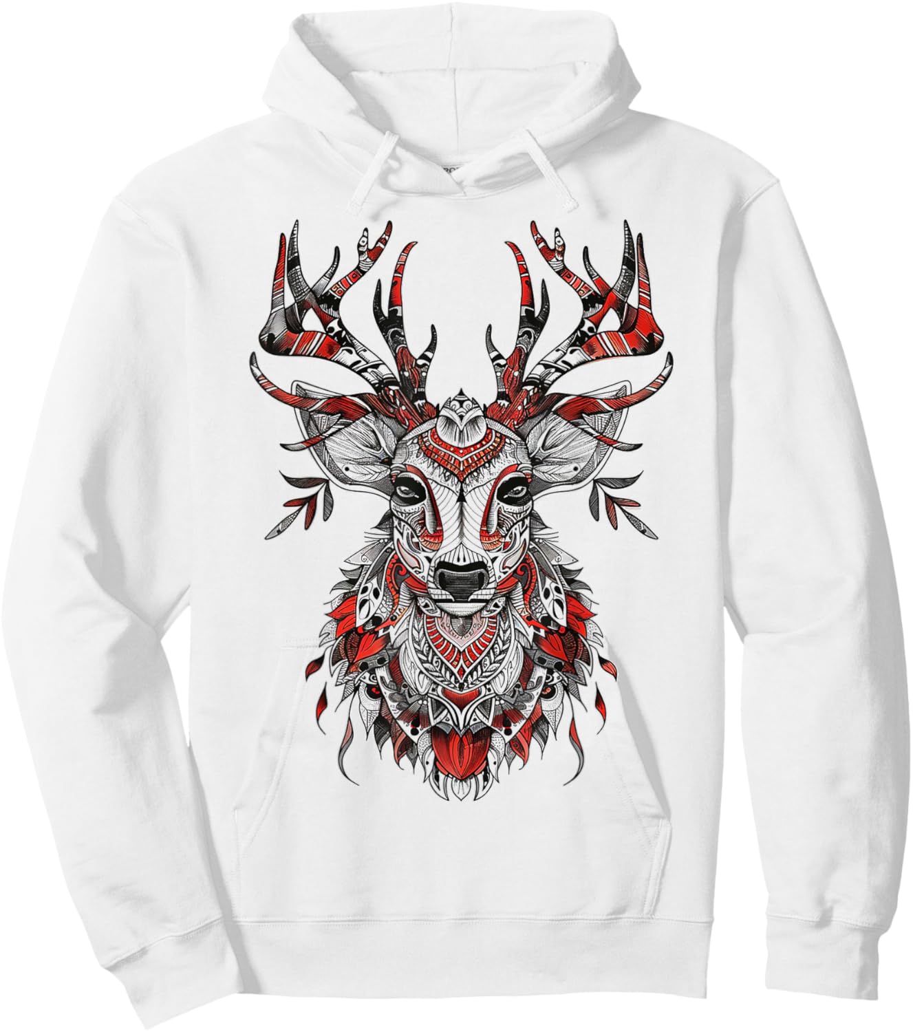 Reindeer Motif Illustration Reindeer Hoodie - Hoodie | White