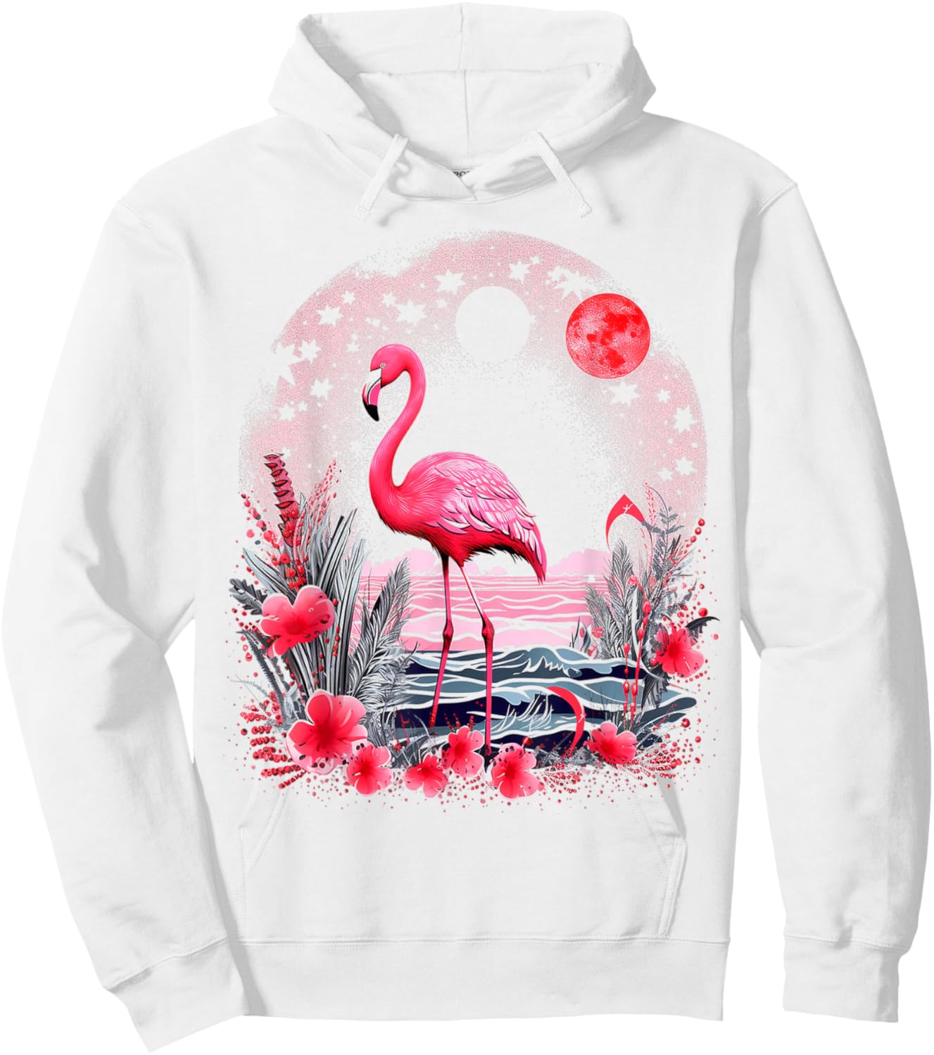 Flamingo Abstract Art Animal Nature Graphic Flamingo Hoodie - Hoodie | White