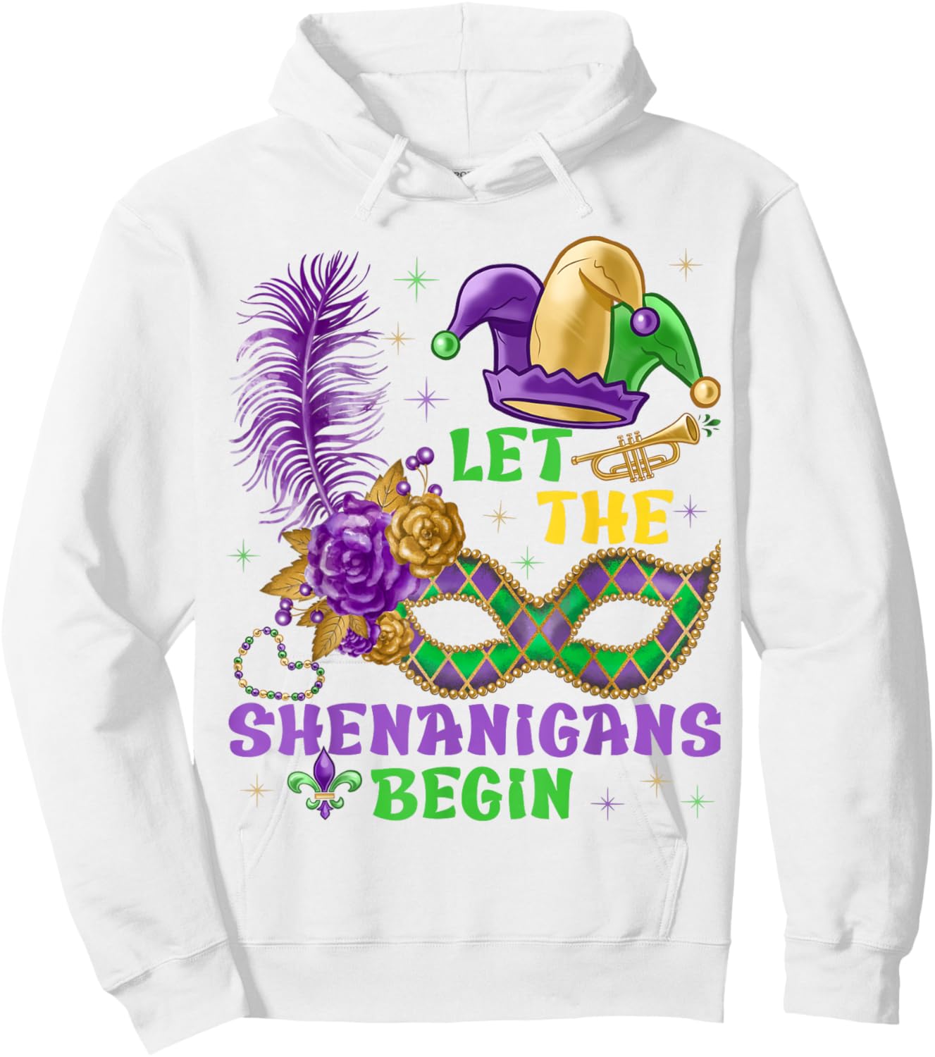 Let The Shenanigans Begin Mardi Gras Women Men Kids Funny Hoodie - Hoodie | White