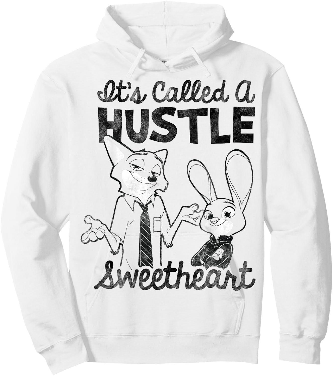 Disney Zootopia Nick & Judy It's Called A Hustle Sweetheart Hoodie - Hoodie | White