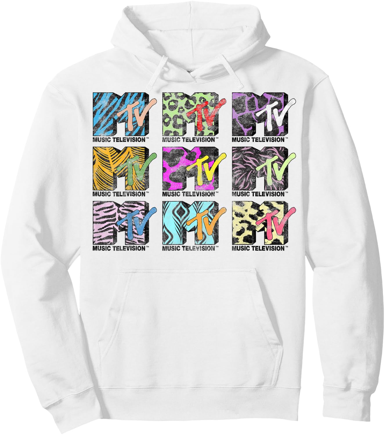 MTV 9 Logos of the Nineties Graphic Hoodie - Hoodie | White