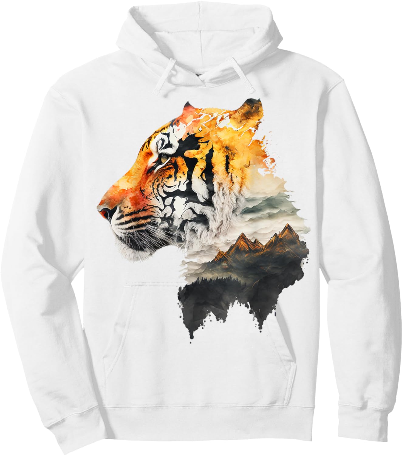 Tiger Mountains Landscape Animal Print Art Tiger Hoodie - Hoodie | White
