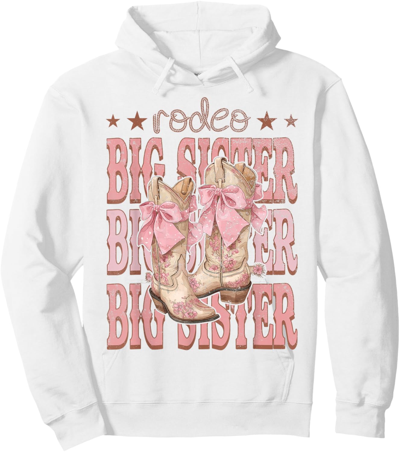 Rodeo Big Sister Pink Boots Coquette Cow-Girl Birthday Party Hoodie - Hoodie | White