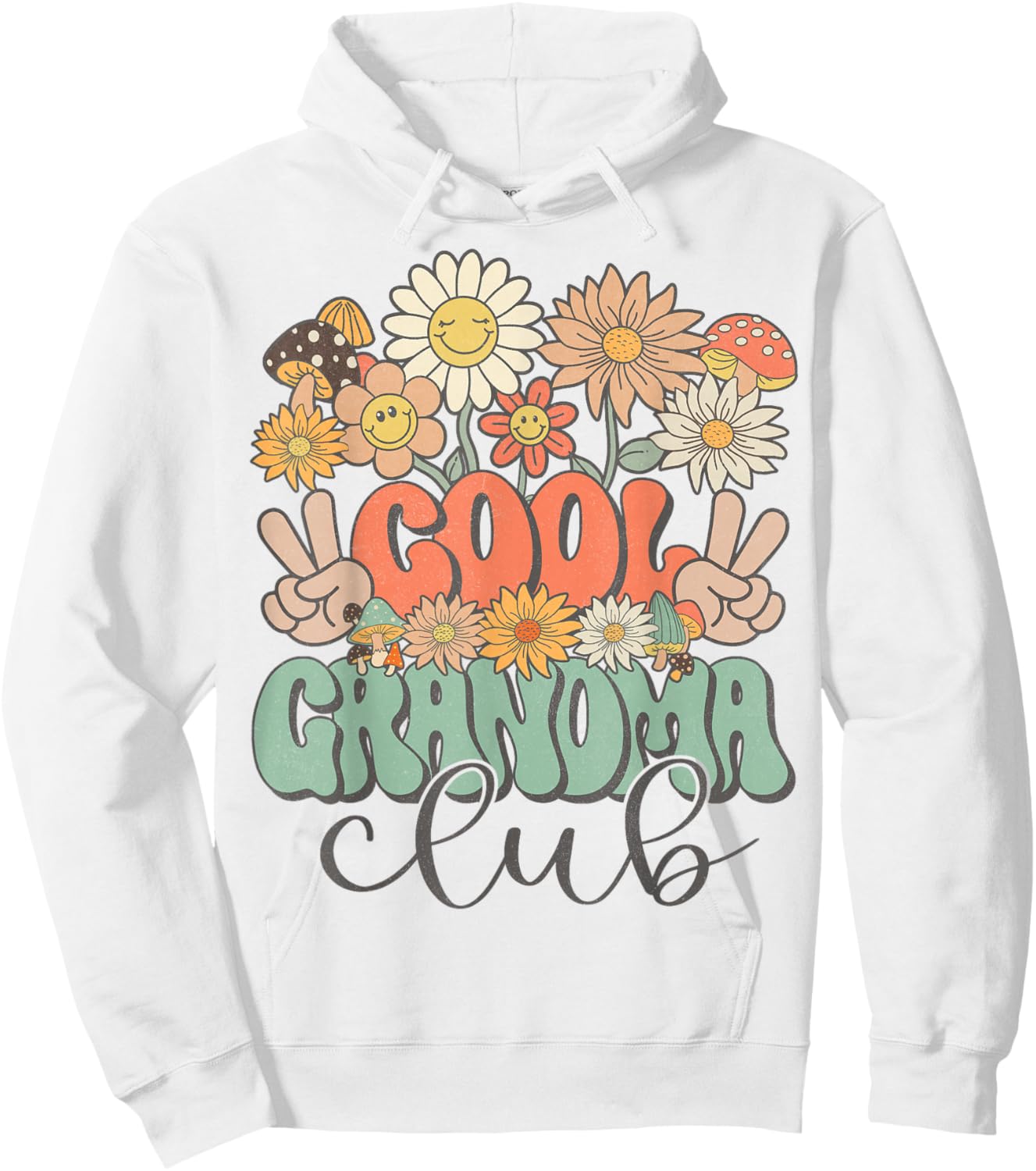 Matching Family Cool Grandma Club Floral Hippie Groovy Retro Hoodie - Hoodie | White