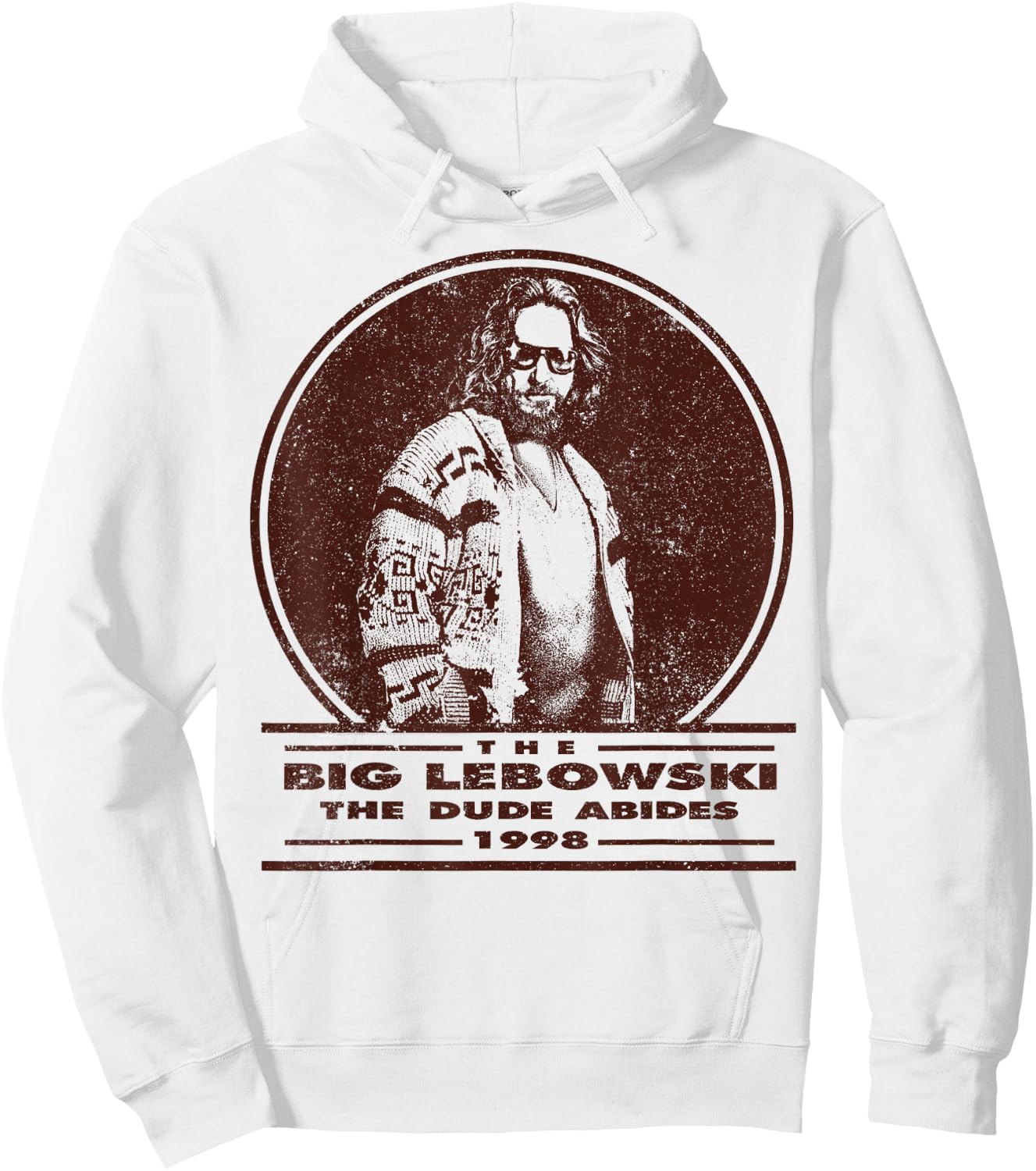 The Big Lebowski Distressed Dude Abides Stamp Hoodie - Hoodie | White