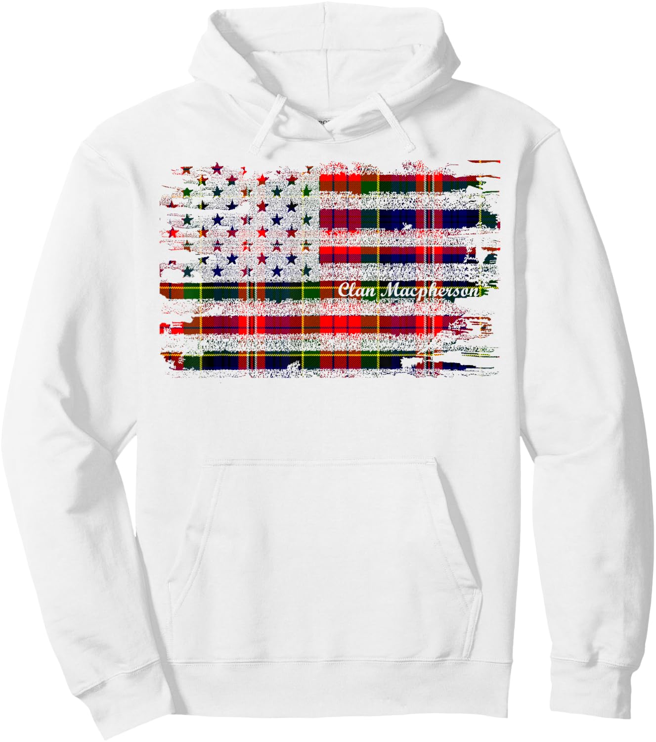 Macpherson surname American Flag Scottish Clan Tartan Hoodie - Hoodie | White