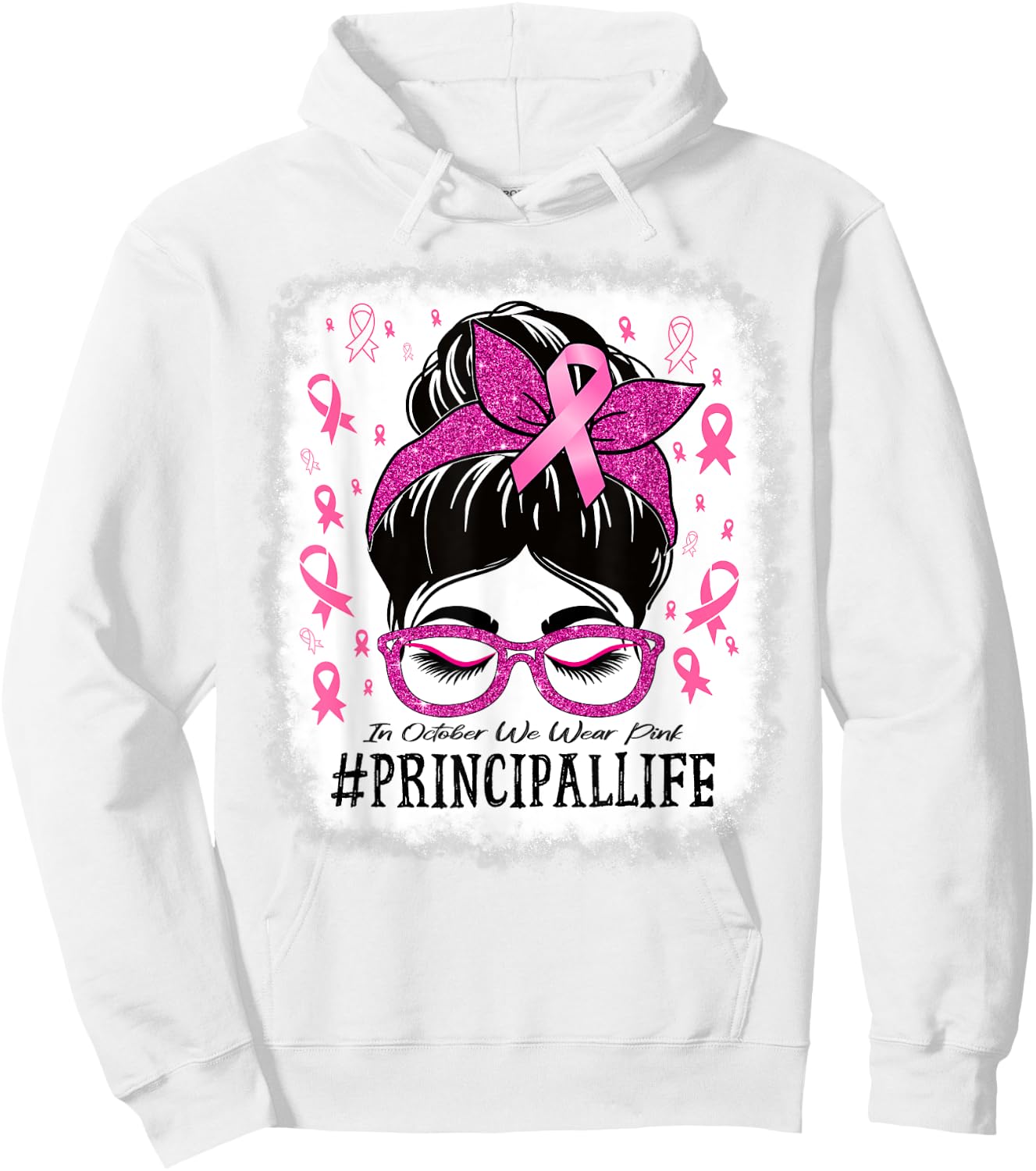 Principal In October We Wear Pink Breast Cancer Awareness Hoodie - Hoodie | White