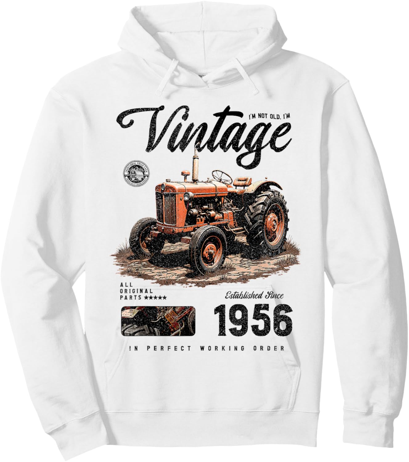 Anniversaire de l'agriculteur de tracteur vintage né en 1956 Hoodie - Hoodie | White