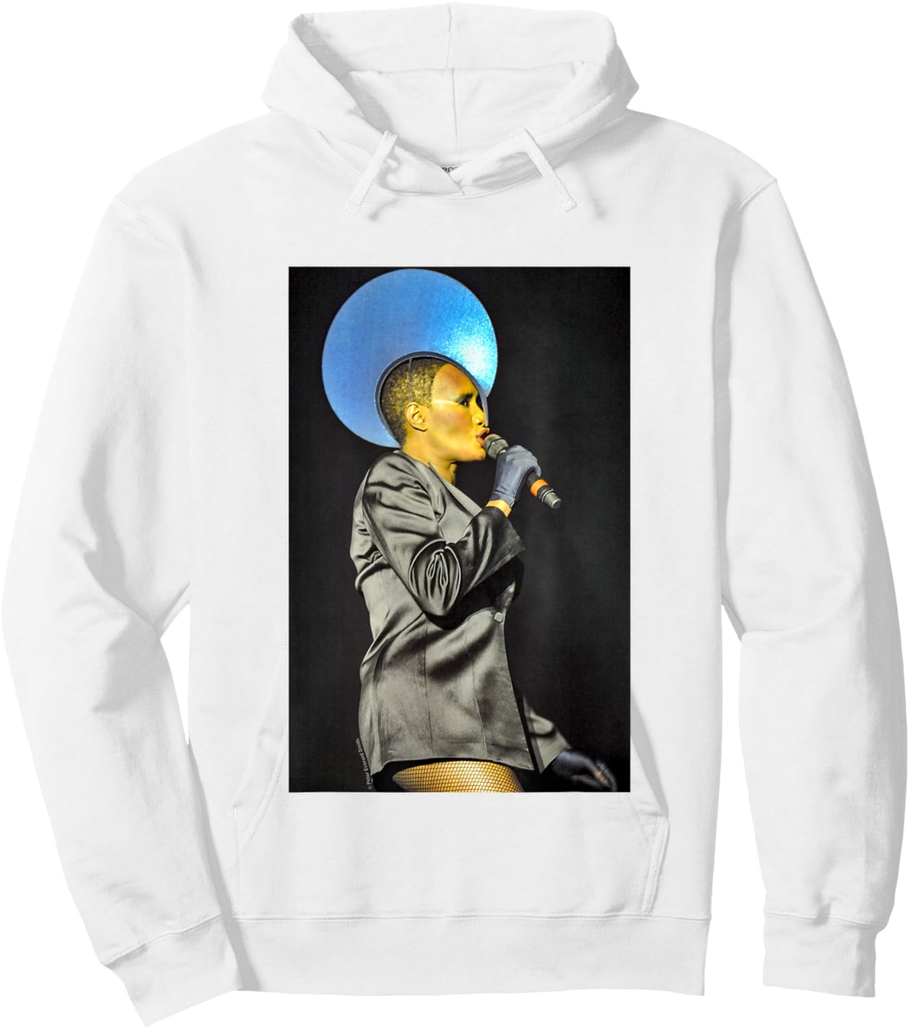 Grace Jones Blue Headdress By Everard Smith Hoodie - Hoodie | White