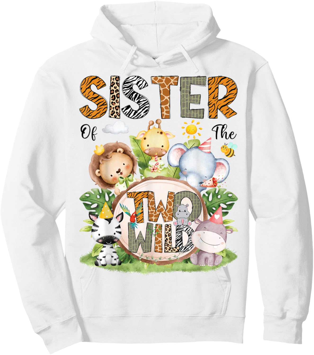 Sister of The Two Wild Safari Jungle 2nd Birthday Boy Hoodie - Hoodie | White