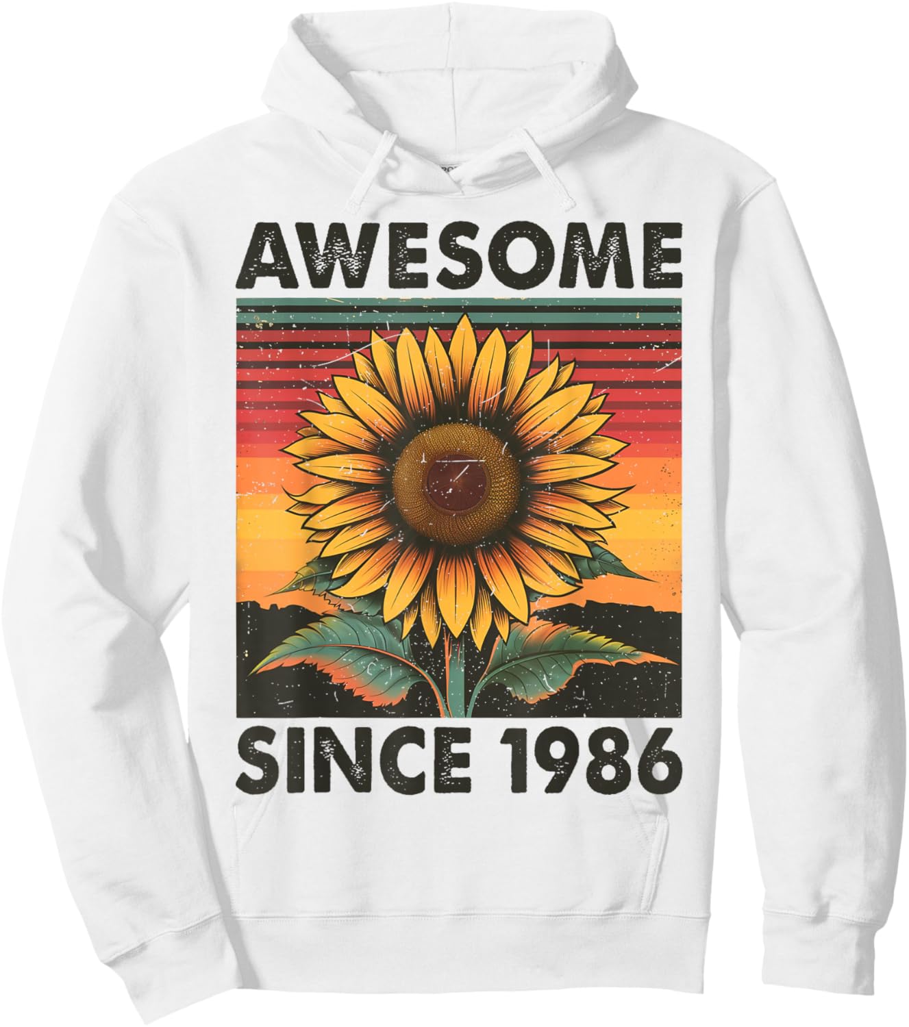 40 Years Old Gift Awesome Since 1986 Sunflower 40th Birthday Hoodie - Hoodie | White