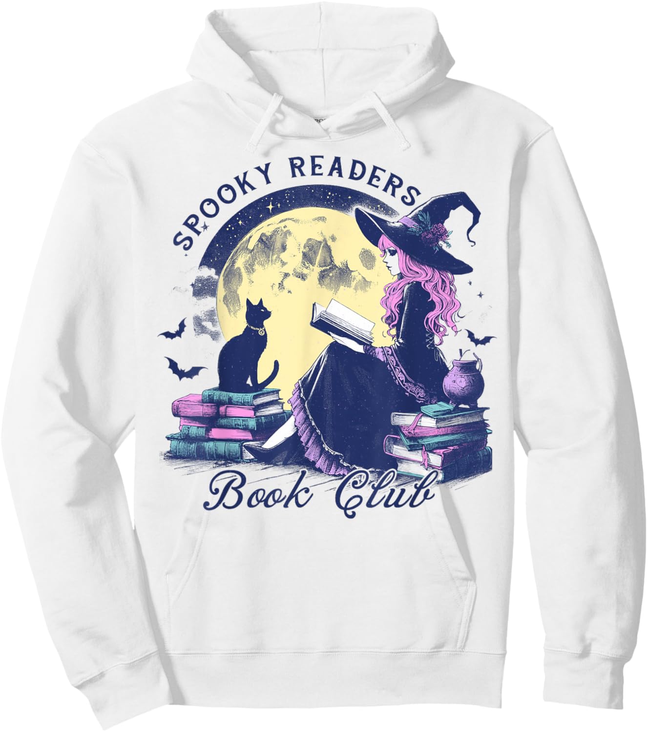 Vintage Sexy Witch Spooky Readers Book Lover Club Halloween Hoodie - Hoodie | White