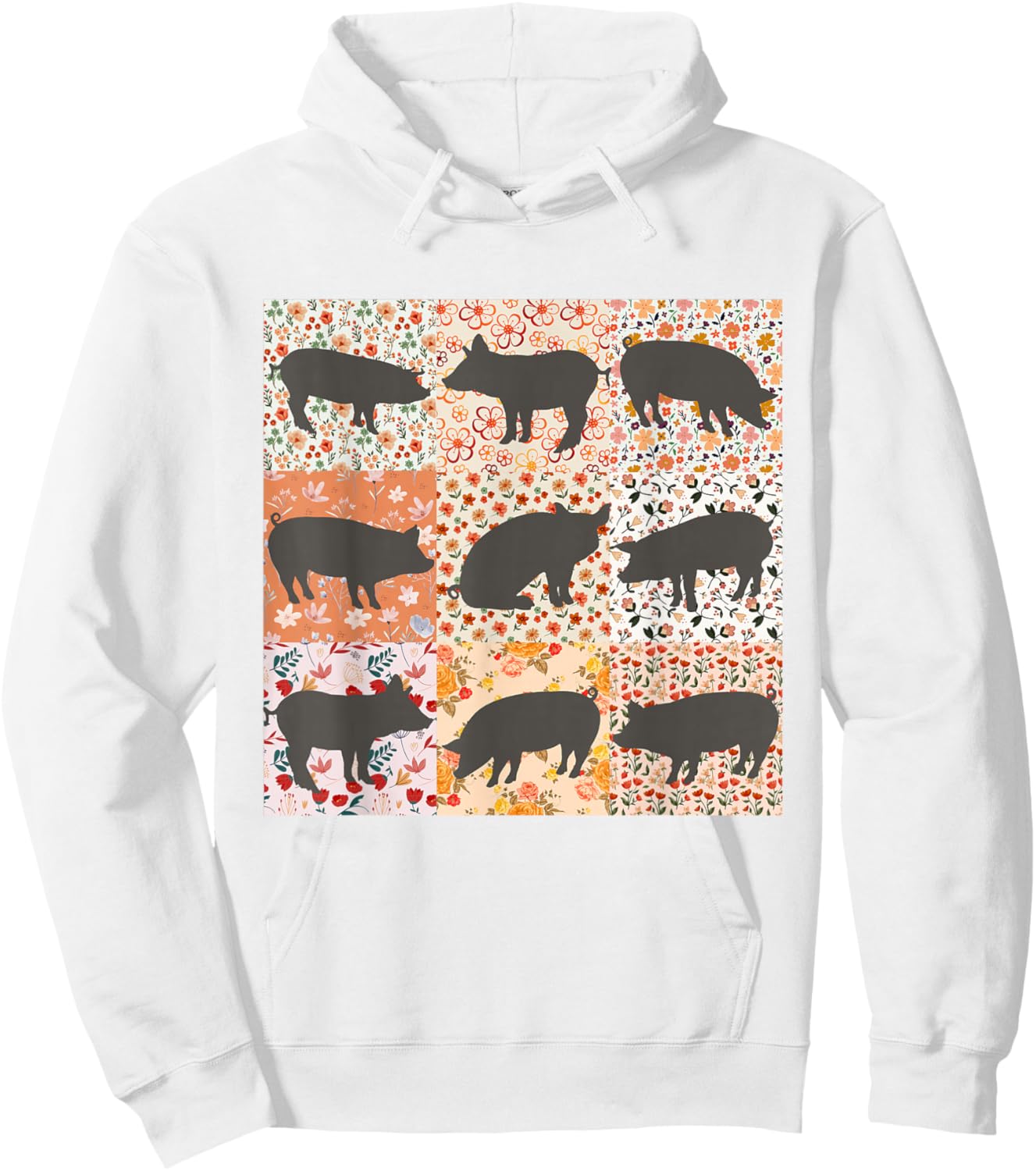 Pig Mom Pig Lover Show Mom Farm Life Farmer Floral Boho Pig Hoodie - Hoodie | White