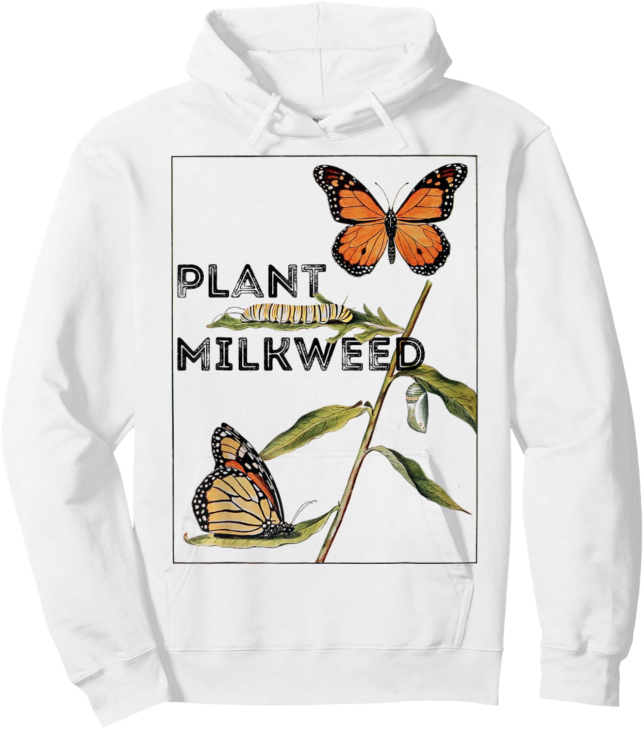 Monarch Butterfly Vintage "Plant Milkweed" Hoodie - Hoodie | White