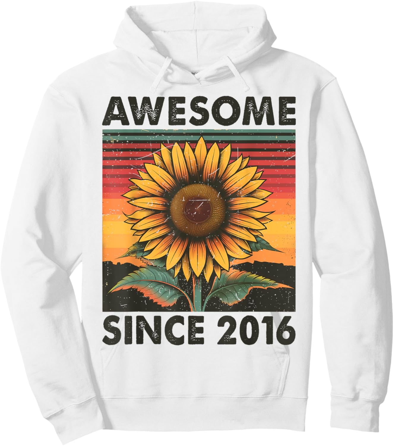 8 Years Old Gift Awesome Since 2016 Sunflower 8th Birthday Hoodie - Hoodie | White