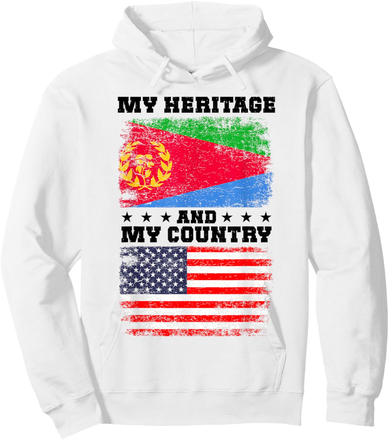 Eritrean Heritage Uniform American Outfit US Eritrea Flag Hoodie - Hoodie | White