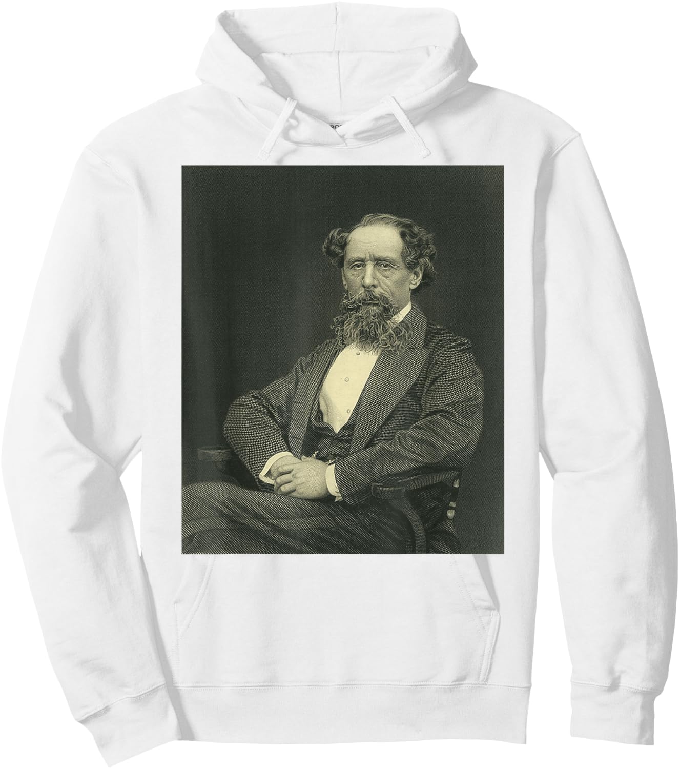 Vintage Portrait Retro Charles Dickens Hoodie - Hoodie | White