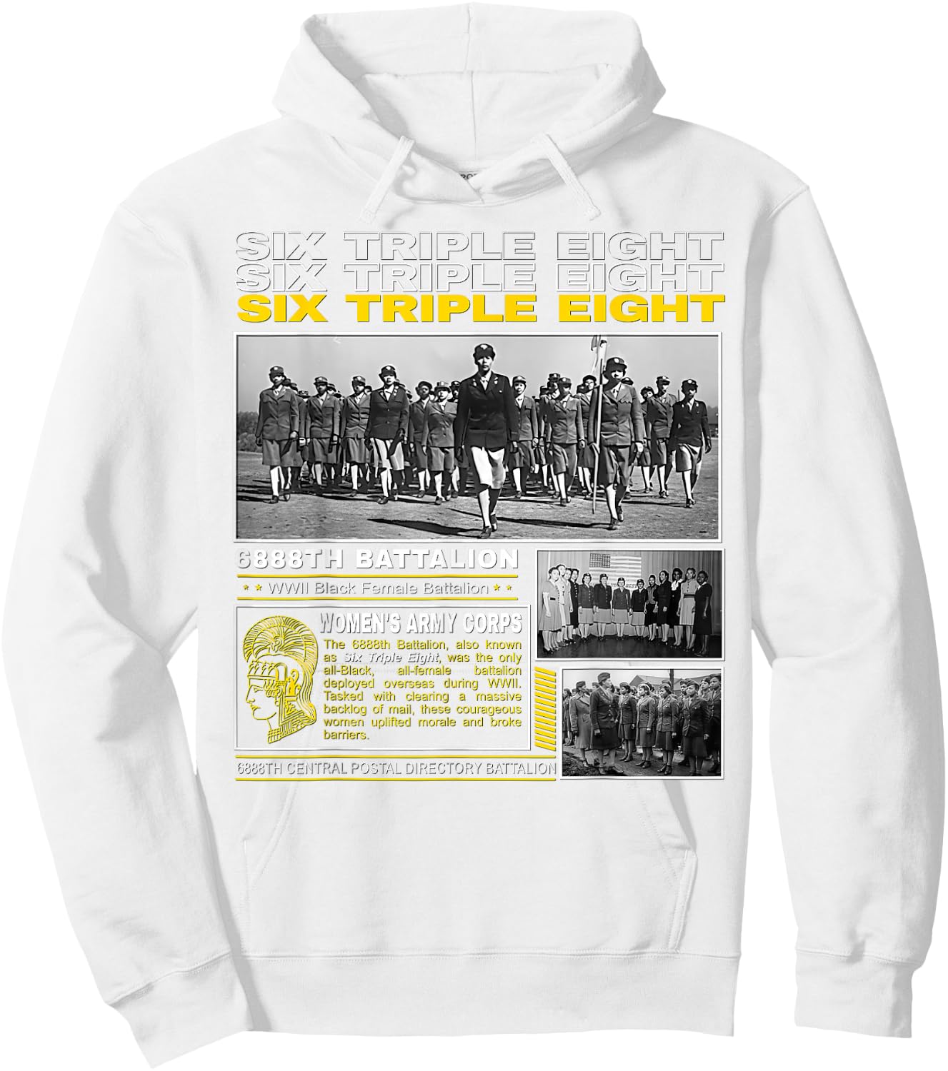 6888th Battalion WWII All-Black Female Unit Hoodie - Hoodie | White