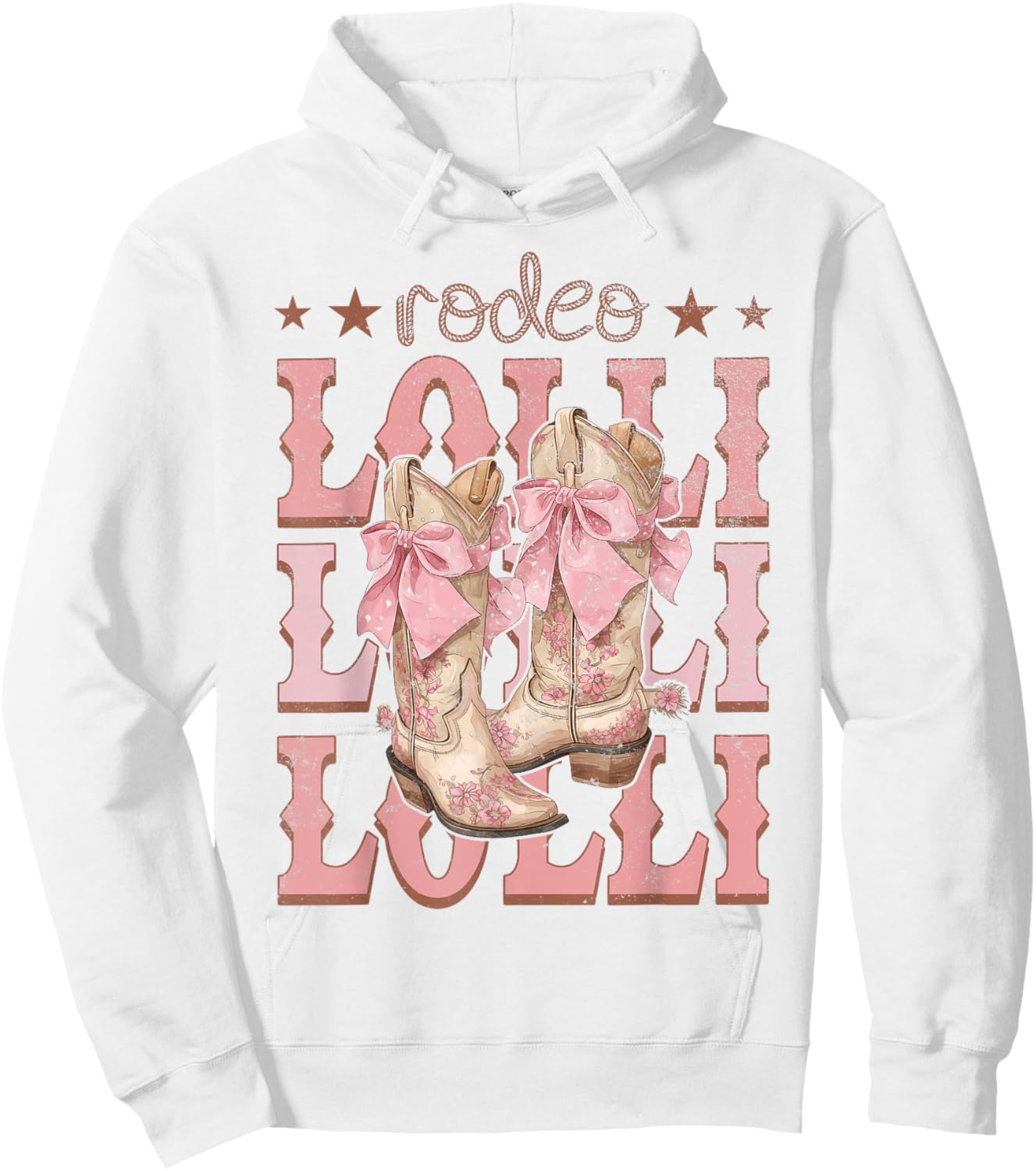 Rodeo Lolli Pink Boots Coquette Cow-Girl Birthday Party Hoodie - Hoodie | White