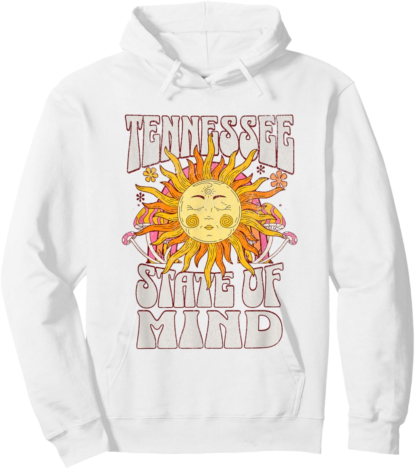 Retro Tennessee State Of Mind | Tennessee Lovers Distressed Hoodie - Hoodie | White