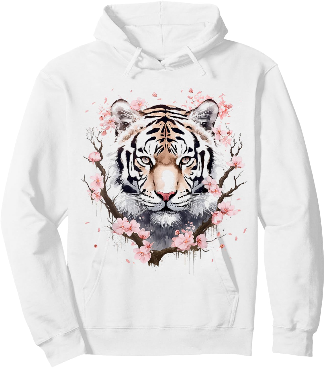 Tiger Animal Nature Motif Abstract Art Face Tiger Hoodie - Hoodie | White