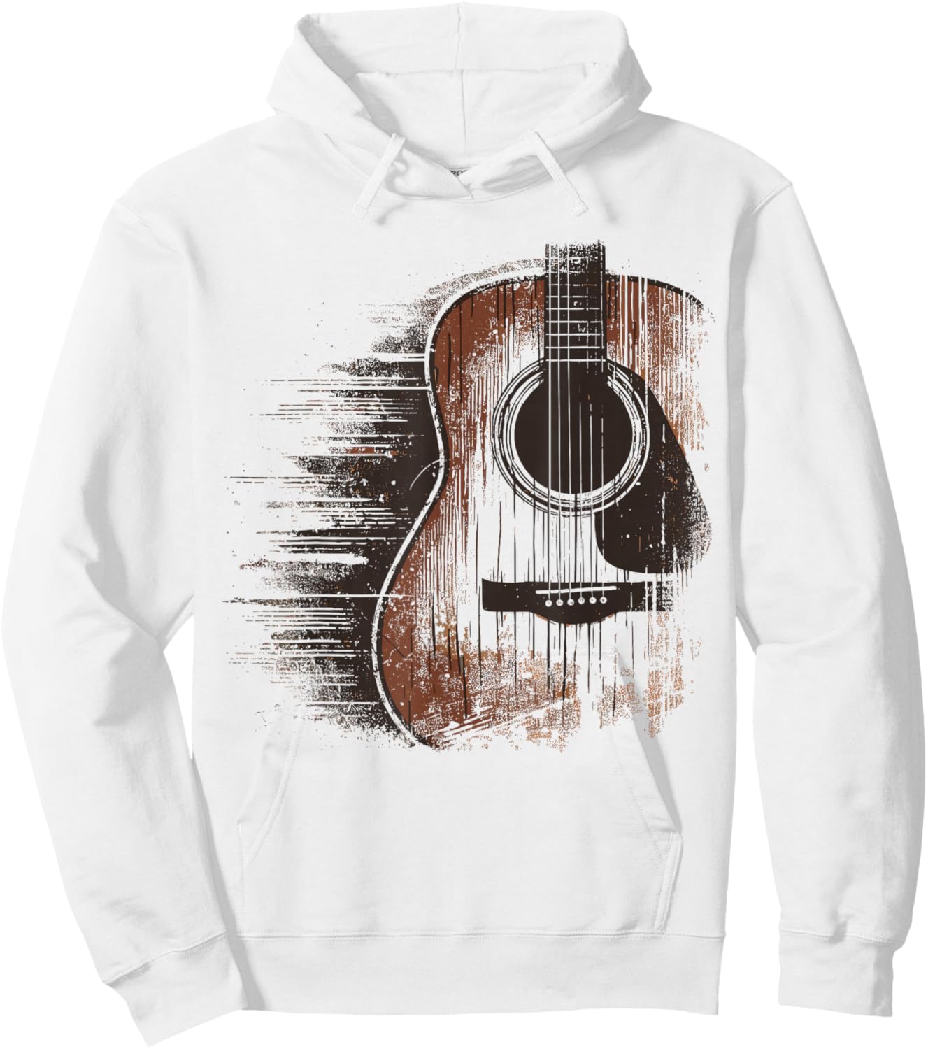 Musician Guitarist Distressed Acoustic Guitar , -Adults, Blue, Small, Short Sleeve Hoodie - Hoodie | White