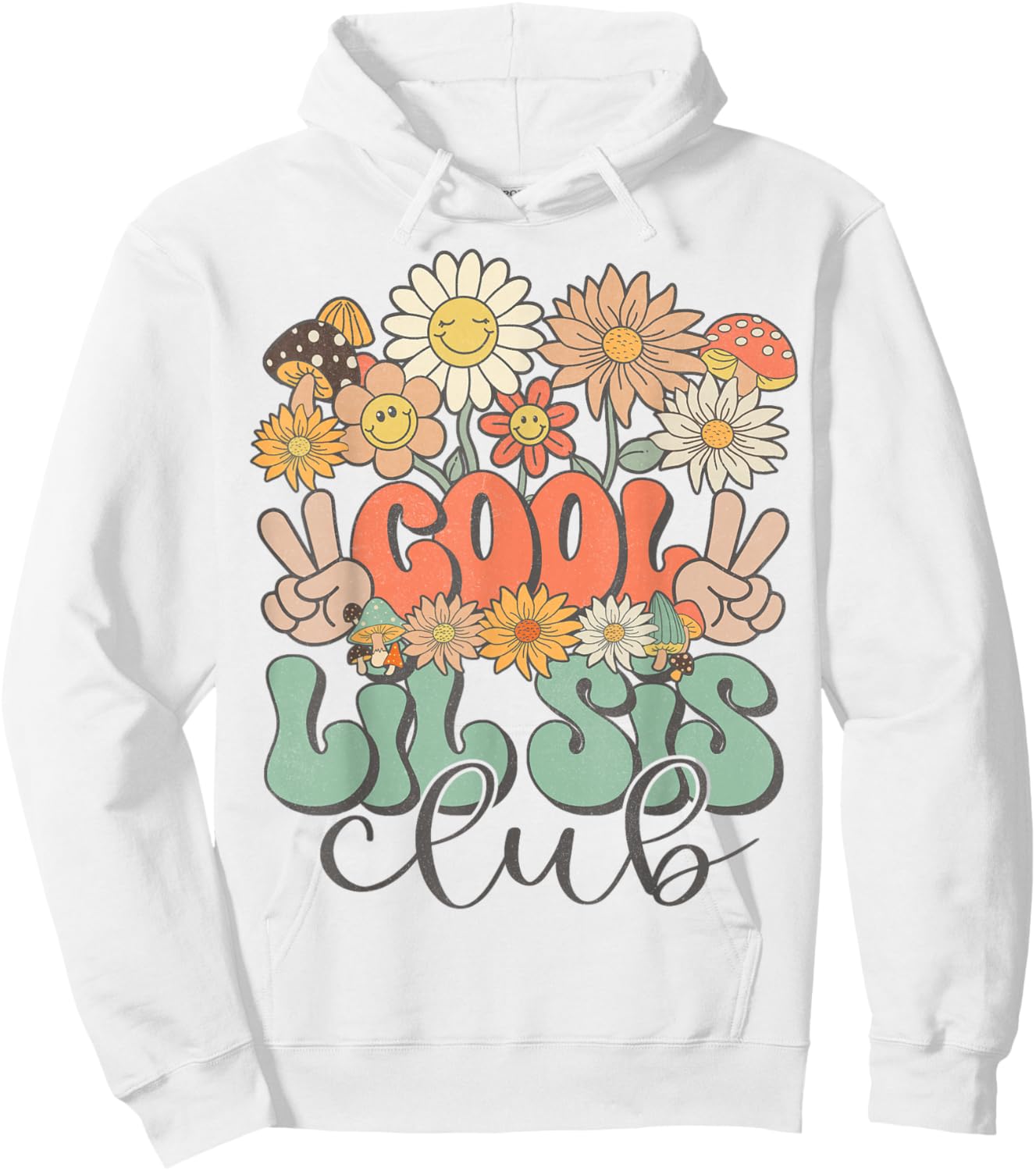 Matching Family Cool Lil Sis Club Groovy Retro Little Sister Hoodie - Hoodie | White