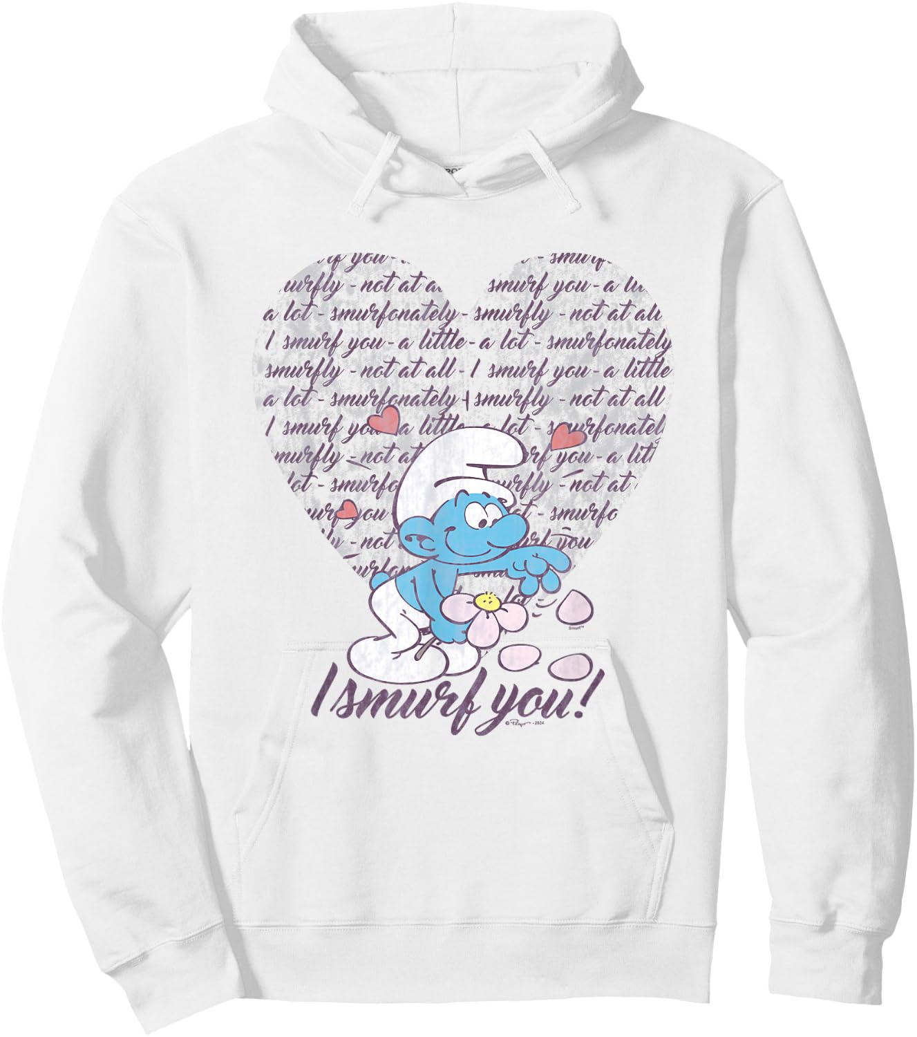 The Smurfs Valentine's Day I Smurf You! Vintage Heart Logo Hoodie - Hoodie | White