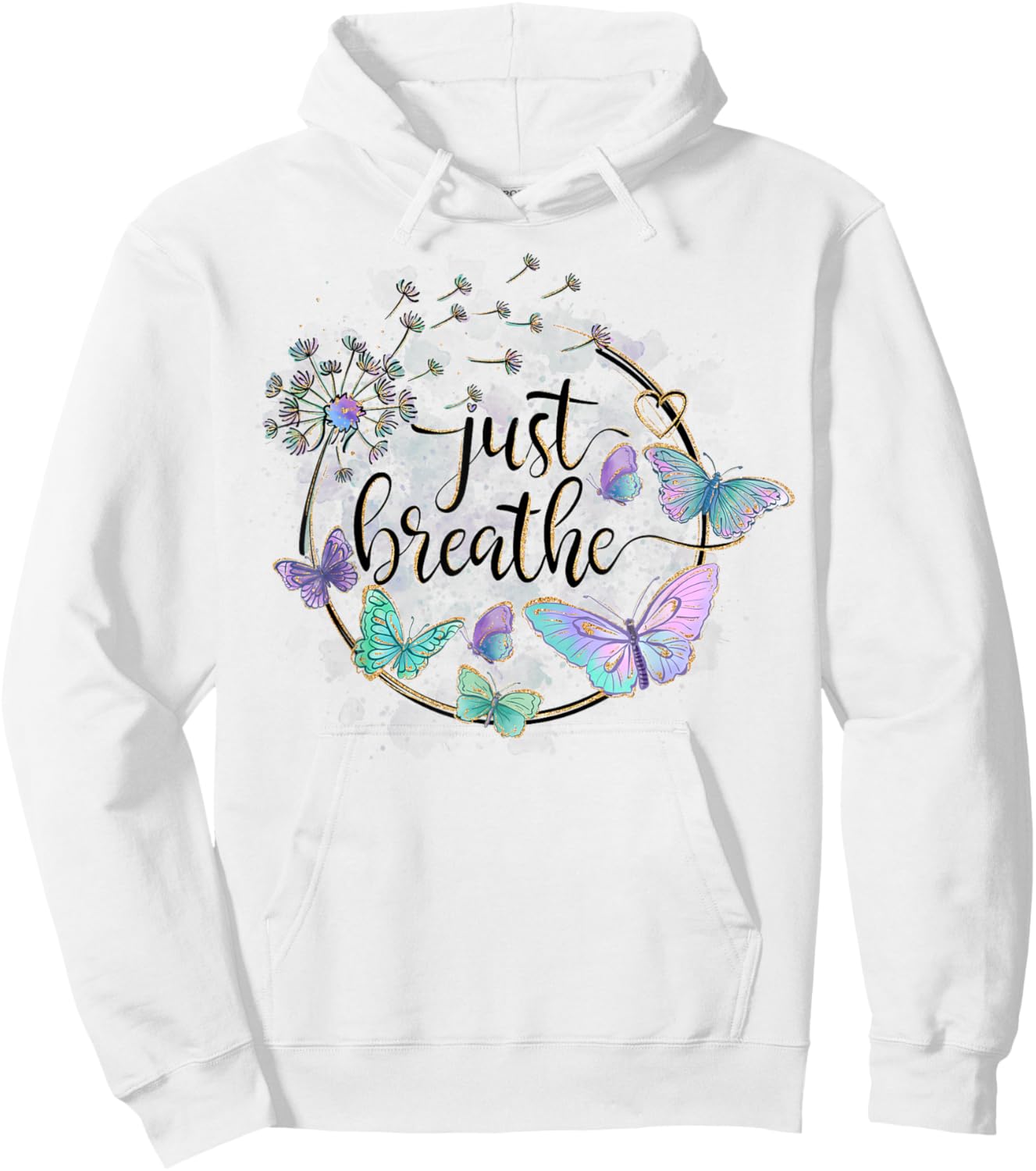 Just Breathe Dandelion Summer Wildflower ' Butterfly Hoodie - Hoodie | White