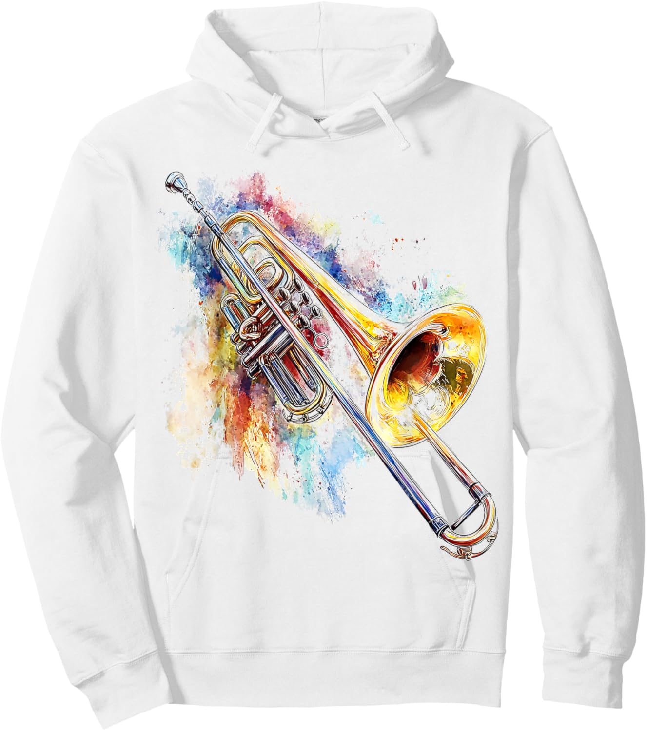 Trombone Musical Instrument Trombone , white, S Hoodie - Hoodie | White