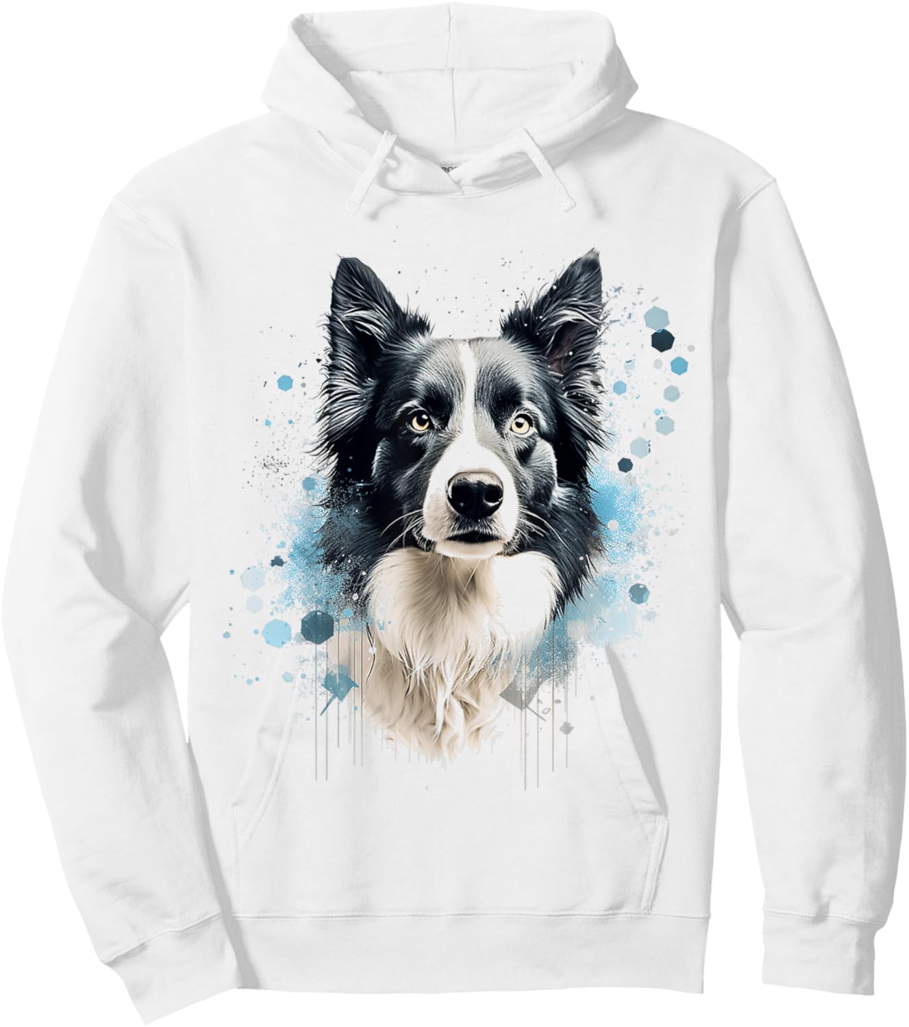 Border Collie Abstract Motif Painting Animal Border Collie Hoodie - Hoodie | White