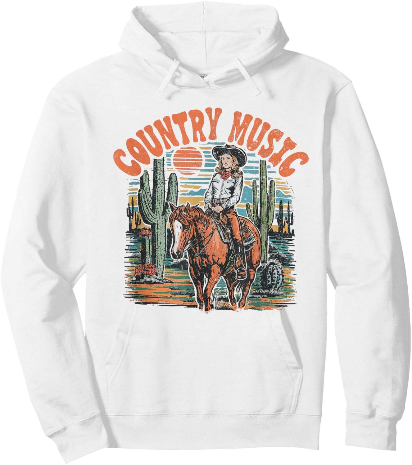 Cowgirl Horseback Western Life Rodeo Country Music Hoodie - Hoodie | White