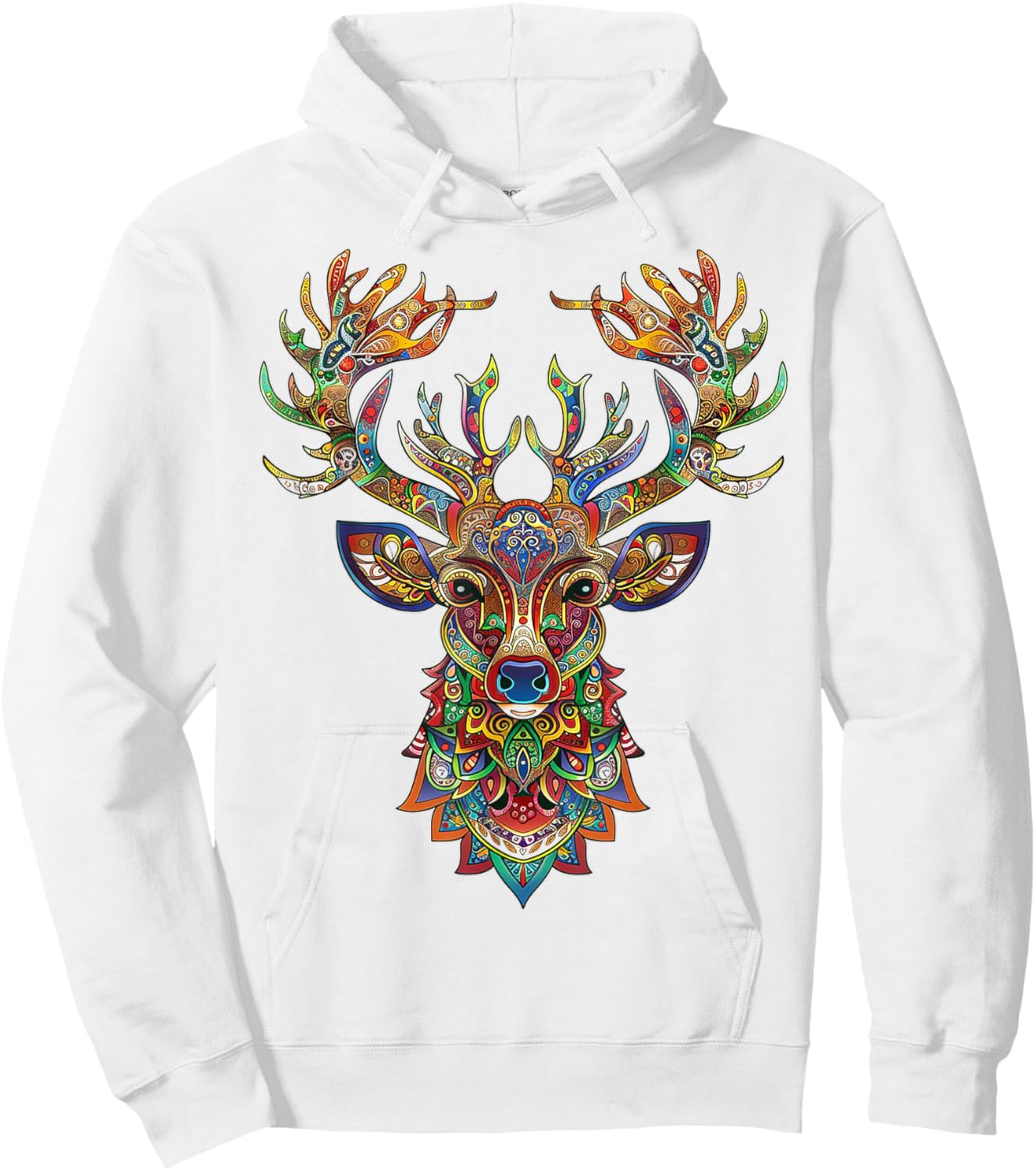 Reindeer Motif Artwork Reindeer Hoodie - Hoodie | White