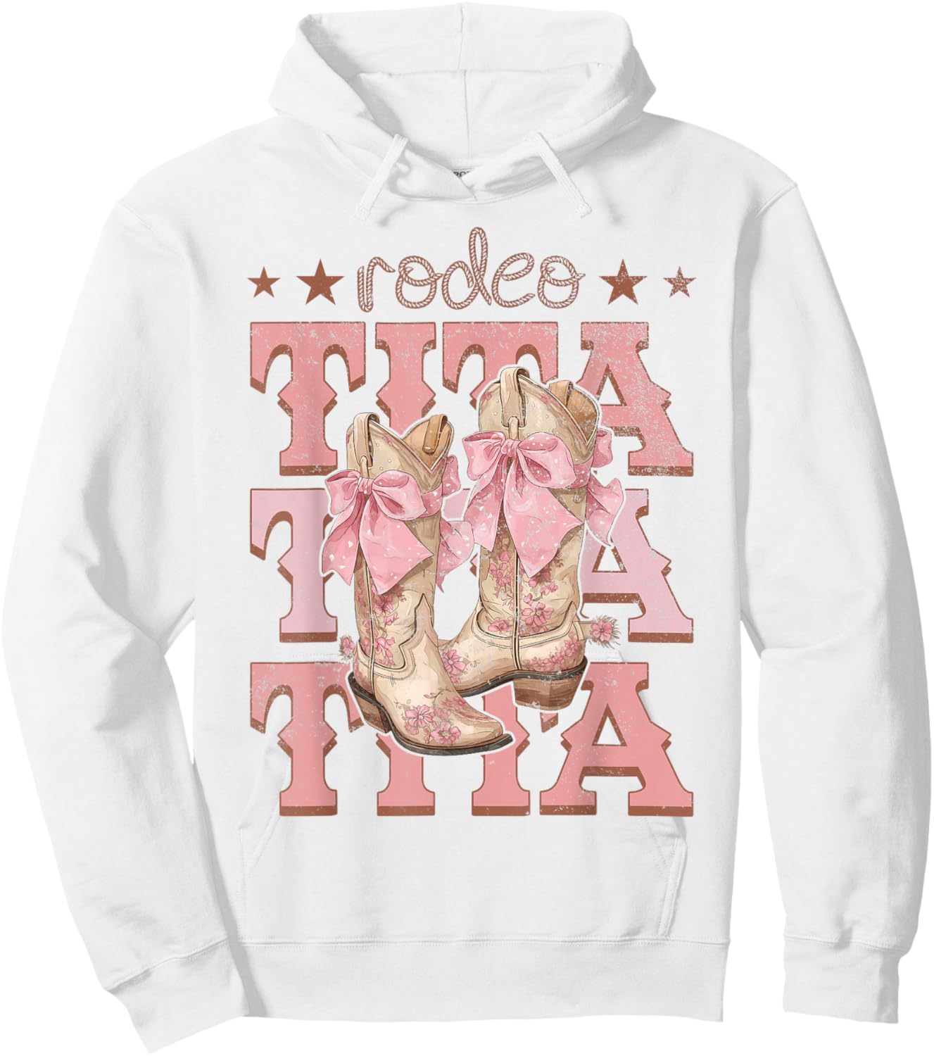 Rodeo Tita Pink Boots Coquette Cow-Girl Birthday Party Hoodie - Hoodie | White