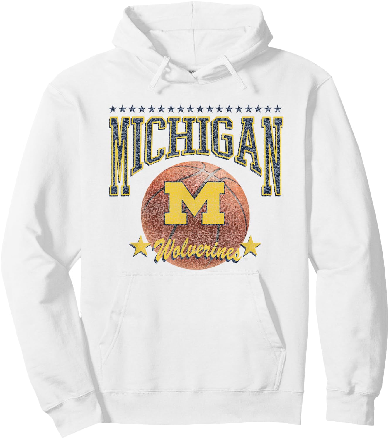 Michigan Wolverines Basketball Vintage Stars Hoodie - Hoodie | White