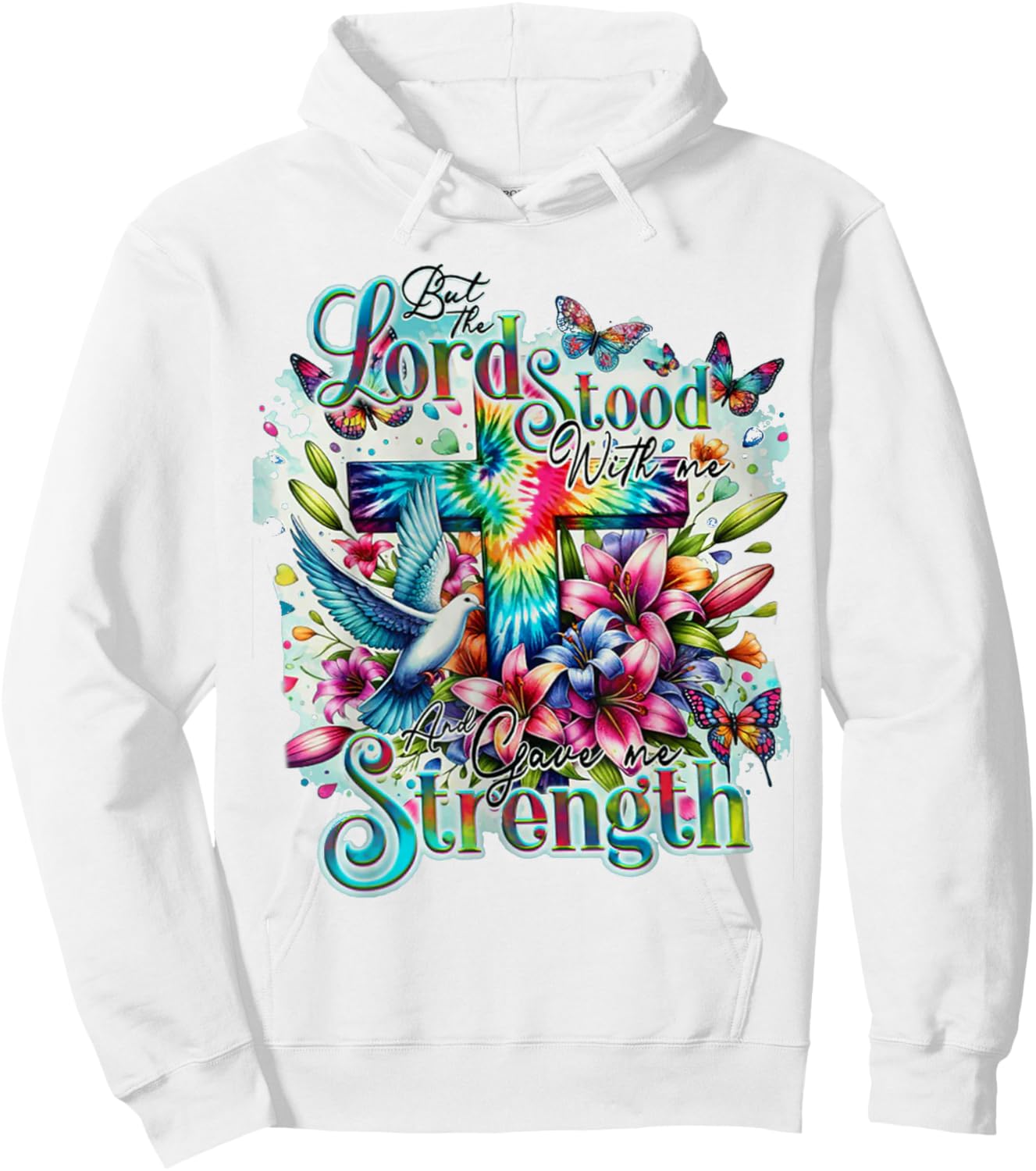 But The Lord Stood With Me And Gave Me Strength - Cross Hoodie - Hoodie | White