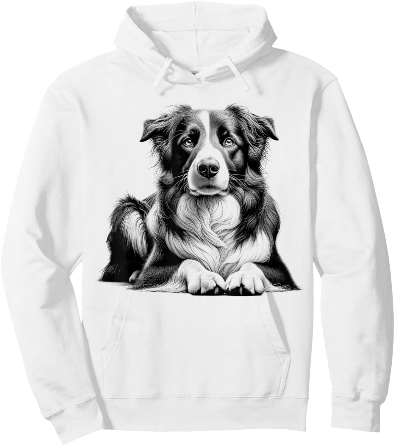Cute Border Collie in Lying Pose Hoodie - Hoodie | White