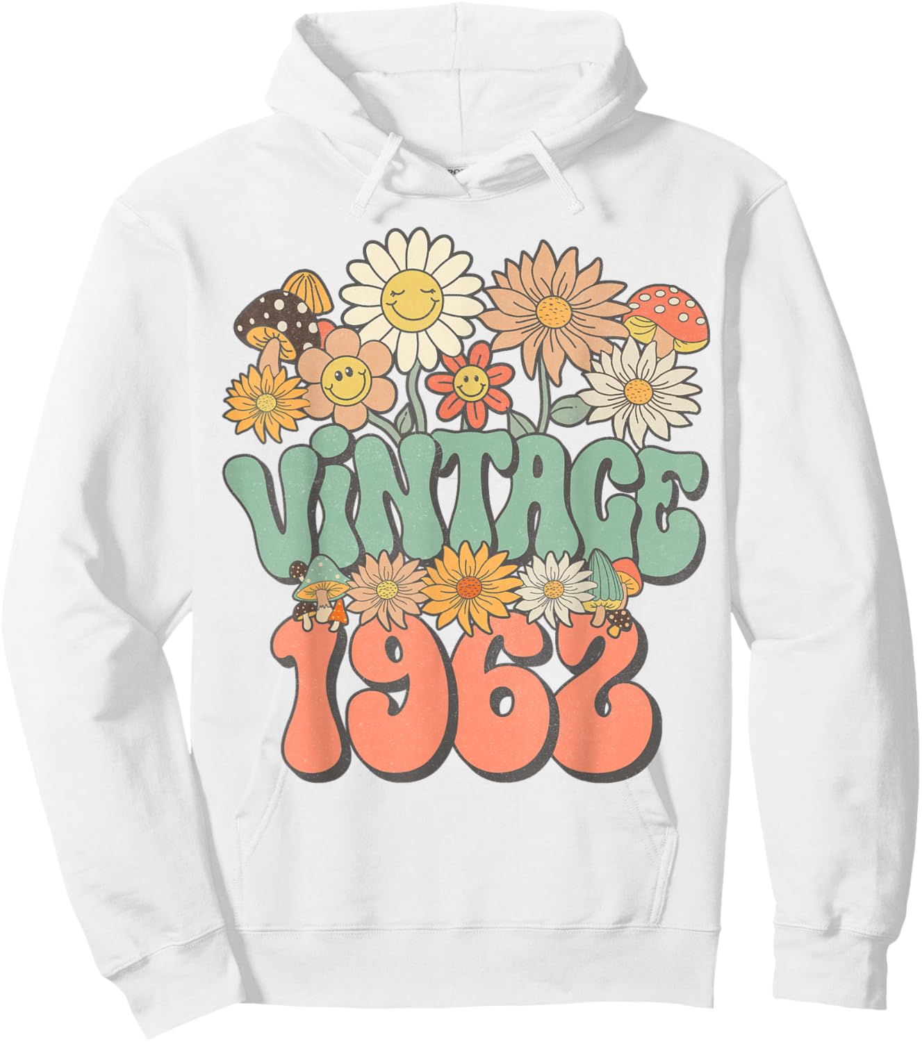 Vintage 1962 Daisy Hippie Groovy Wildflower 63rd Birthday Hoodie - Hoodie | White