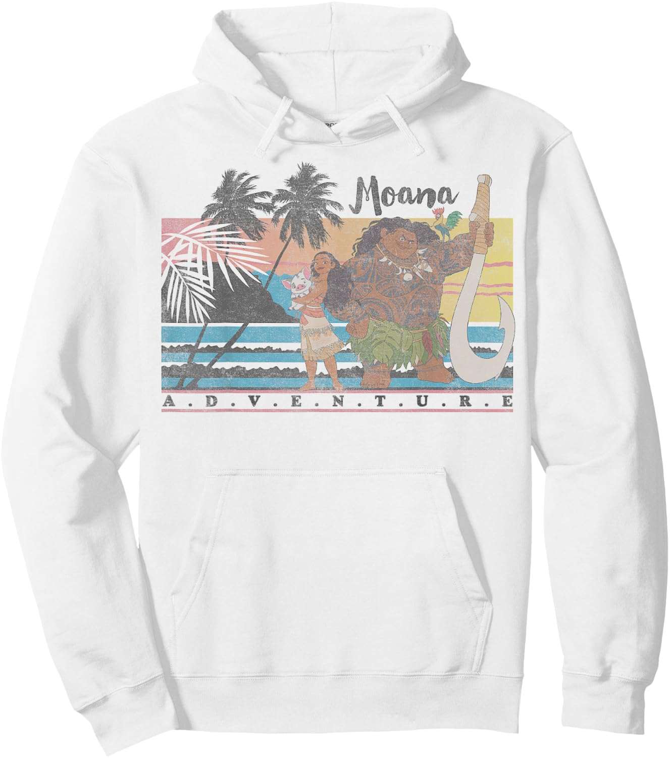 Disney Moana & Maui Adventure Faded Portrait Hoodie - Hoodie | White
