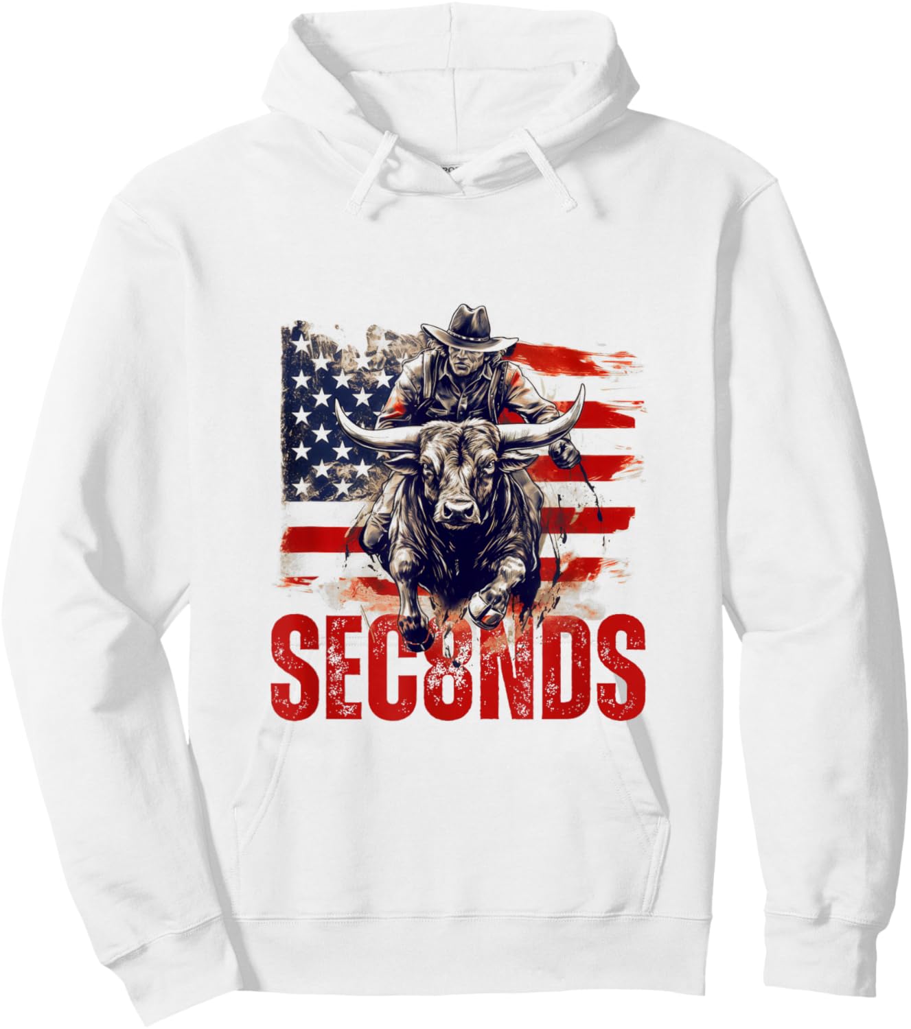 PBR Bull Riding Eight Seconds Rider USA Flag Rodeo Patriotic Hoodie - Hoodie | White