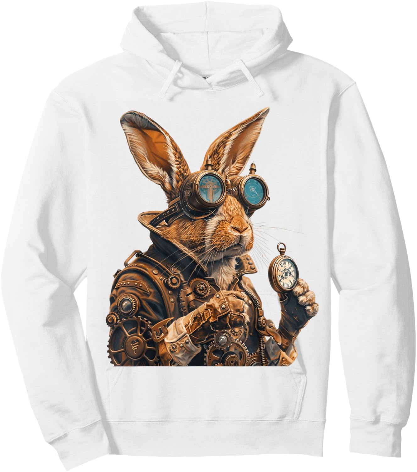 Steampunk Rabbit Fantasy Art Design Hoodie - Hoodie | White