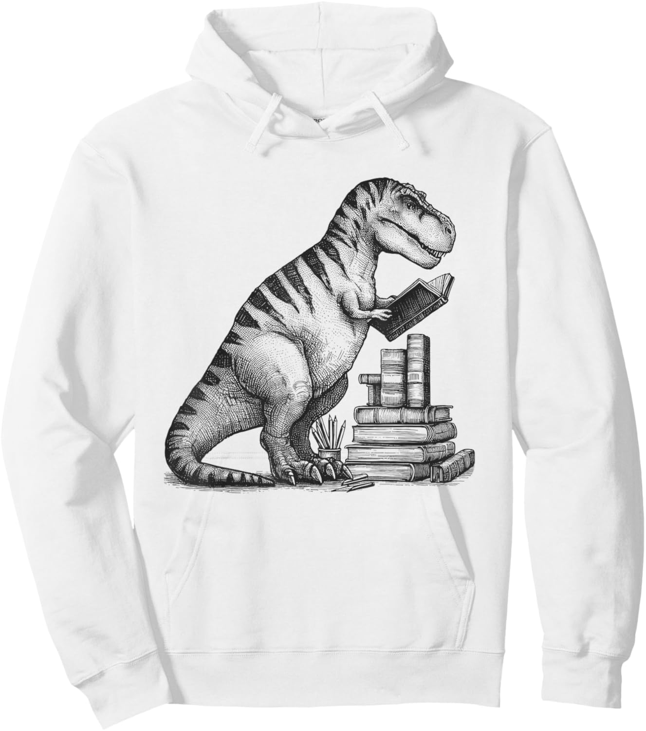 T-Rex Dinosaur Reading Book Reader Reading Lover Bookworm Hoodie - Hoodie | White