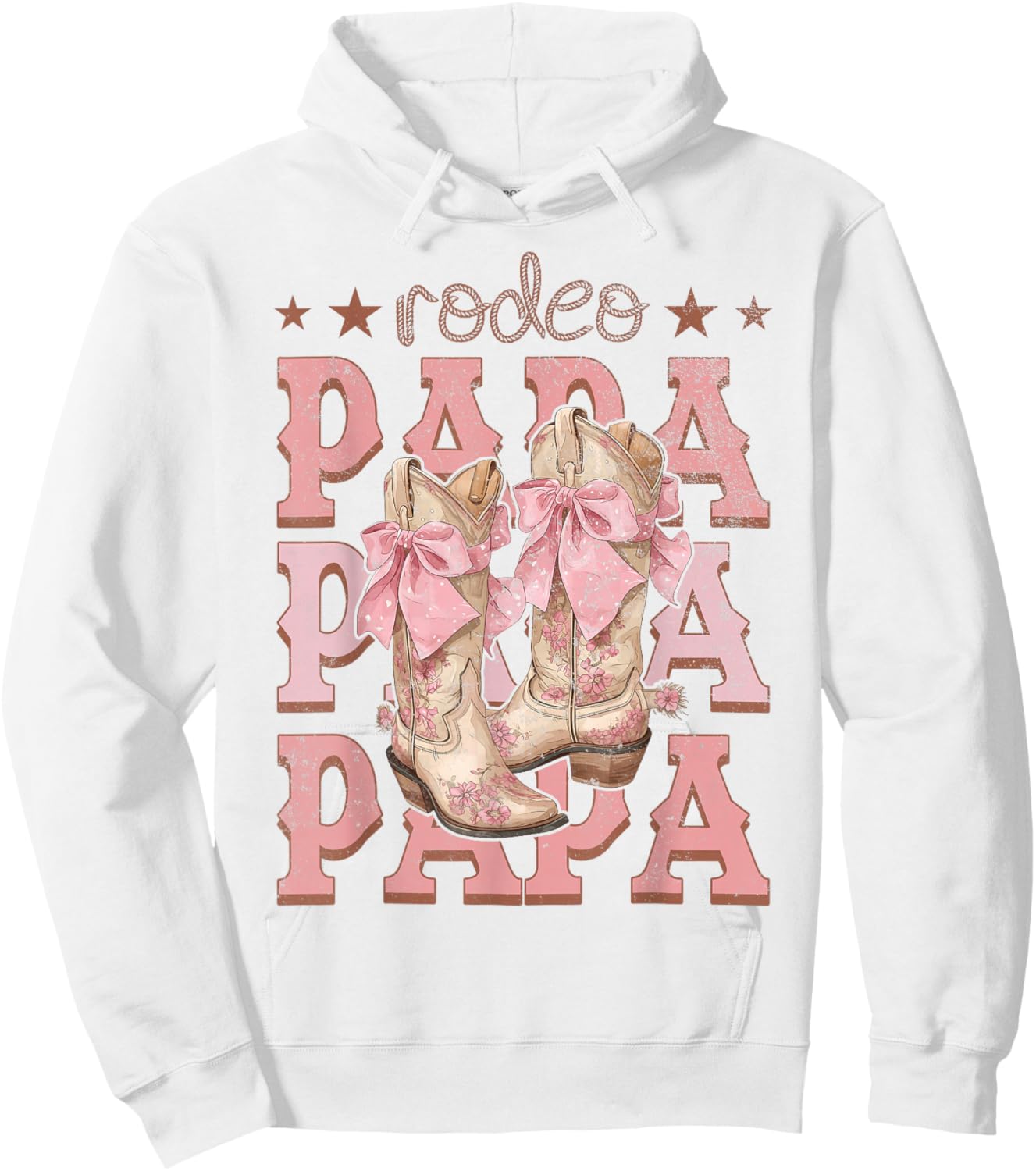 Rodeo Papa Pink Boots Coquette Cow-Girl Birthday Party Hoodie - Hoodie | White