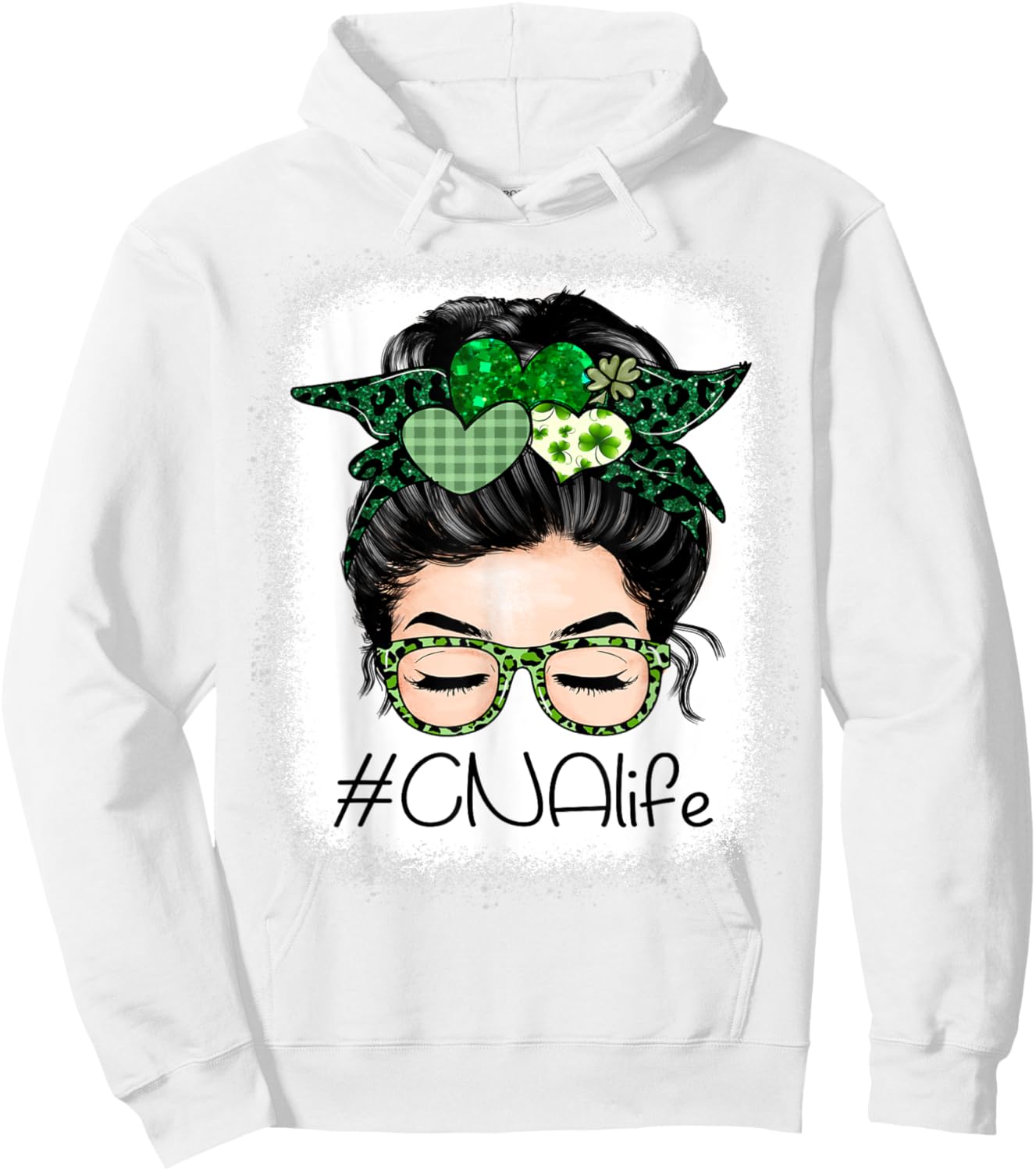 CNA Certified Nursing Assistant Messy Bun St Patrick's Day Hoodie - Hoodie | White