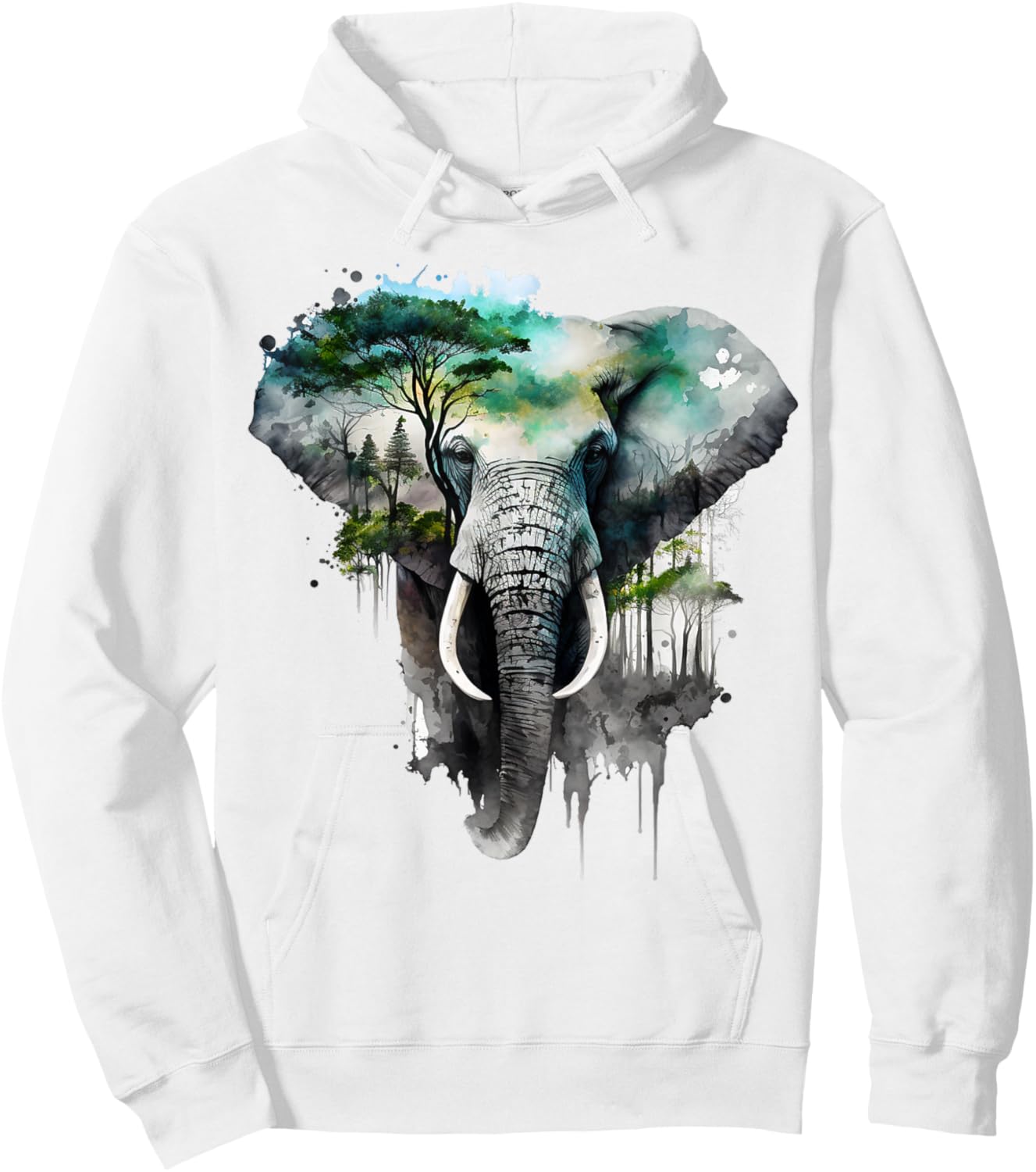 Elephant Tree Forest Animal Print Art Animal Lover Elephant Hoodie - Hoodie | White