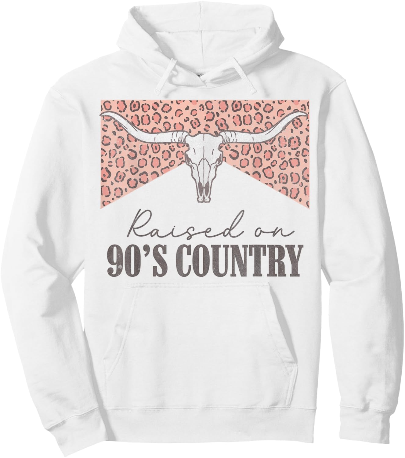 Raised On 90's Country Music Retro Leopard Western Cowgirls Hoodie - Hoodie | White