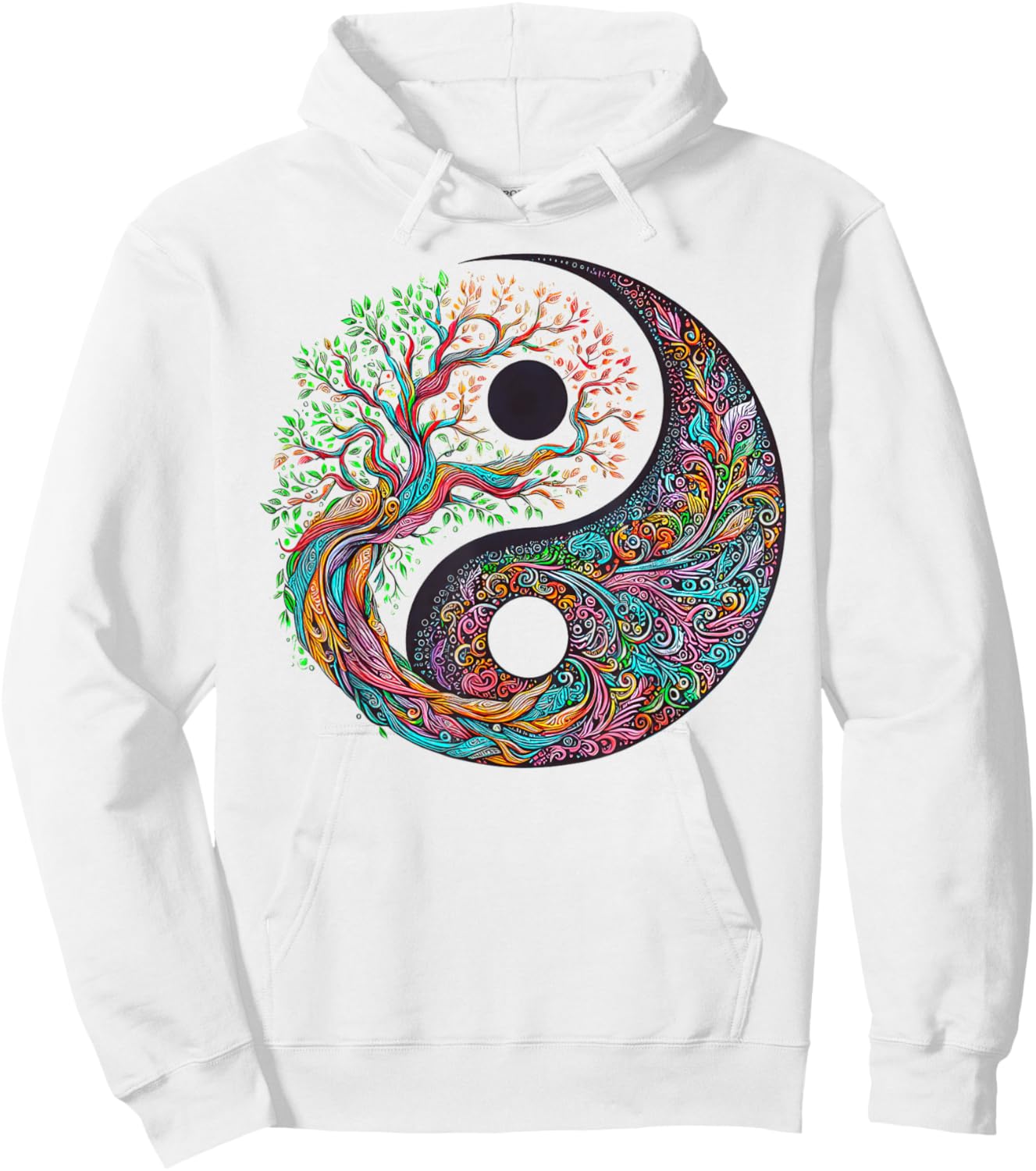 Yin Yang Tree of Life Taoist Symbol Yoga Meditation Buddhist Hoodie - Hoodie | White