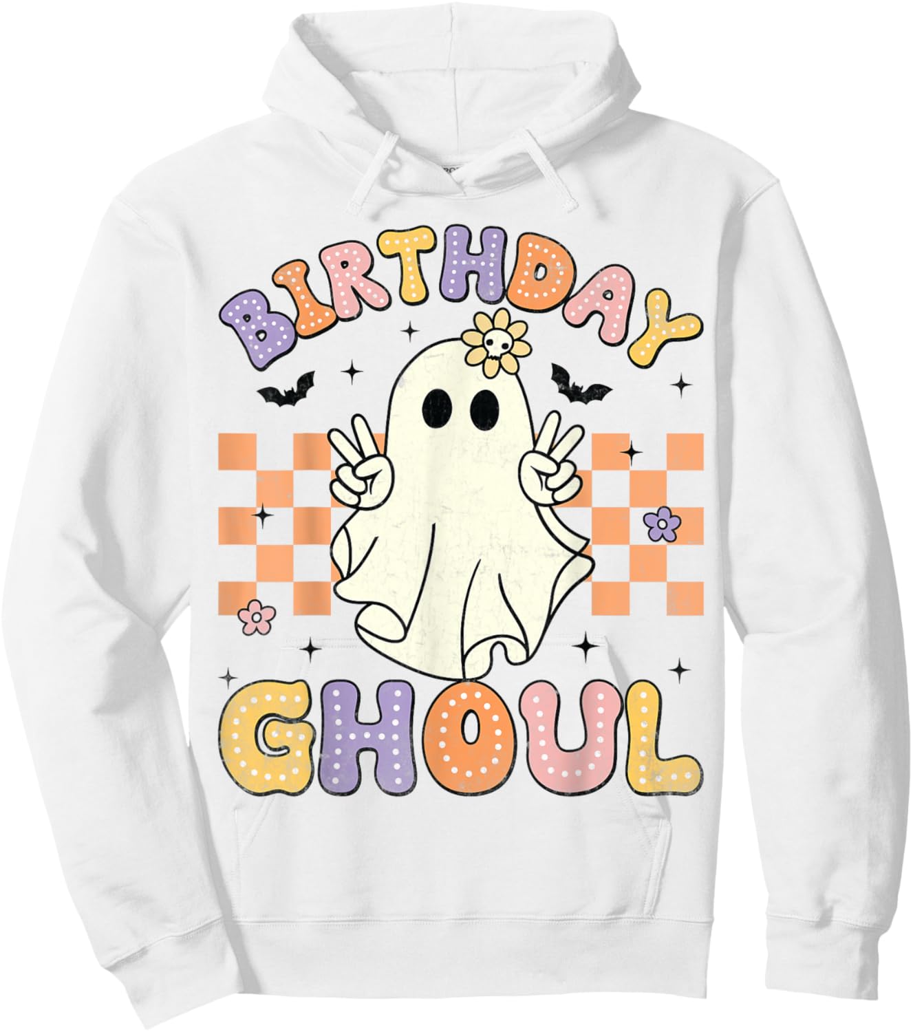 Birthday Ghoul Ghost Groovy Funny Halloween Birthday Party Hoodie - Hoodie | White