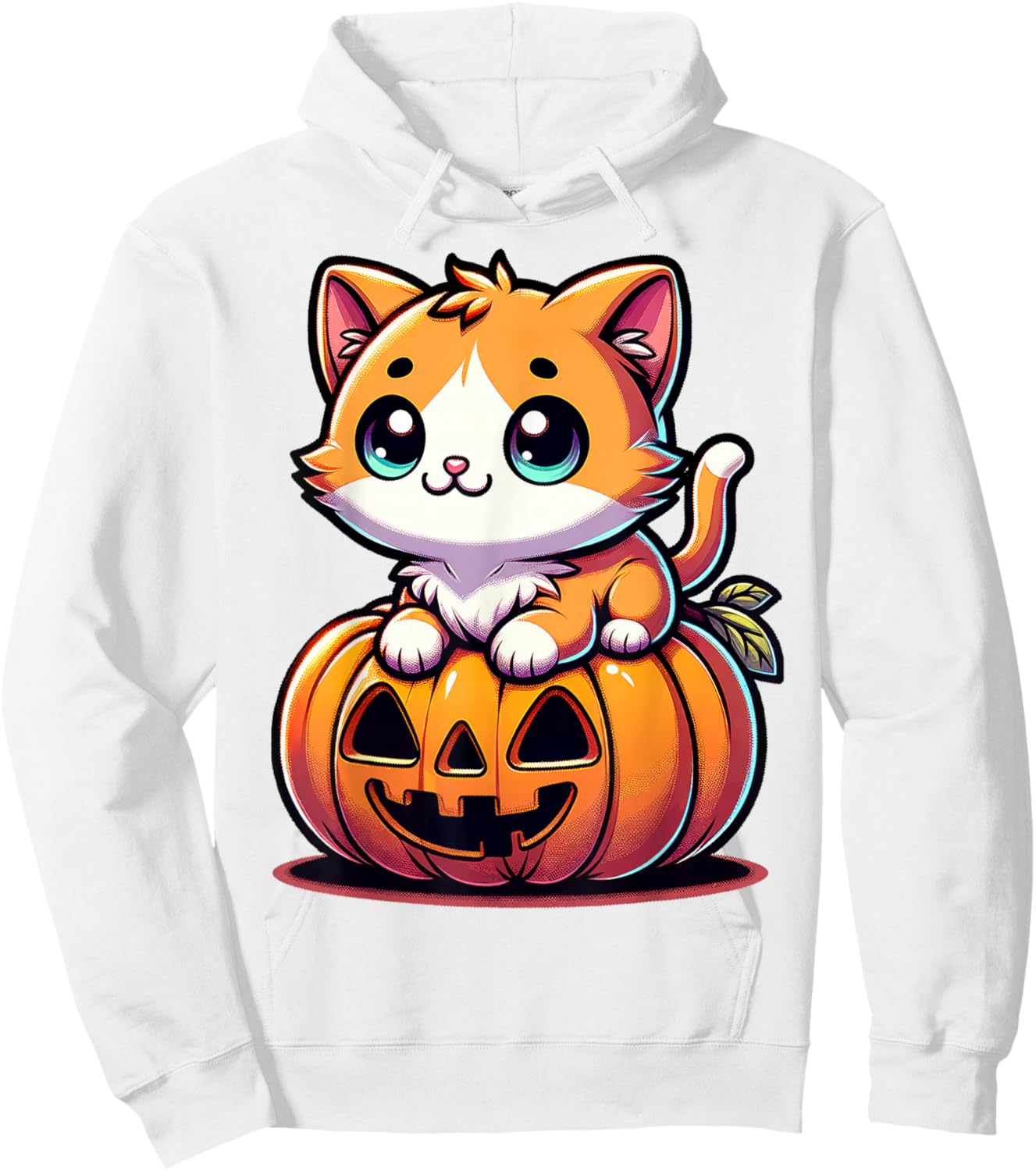Halloween Cat Funny Fall Pumpkin Cat Lover Cute Hoodie - Hoodie | White